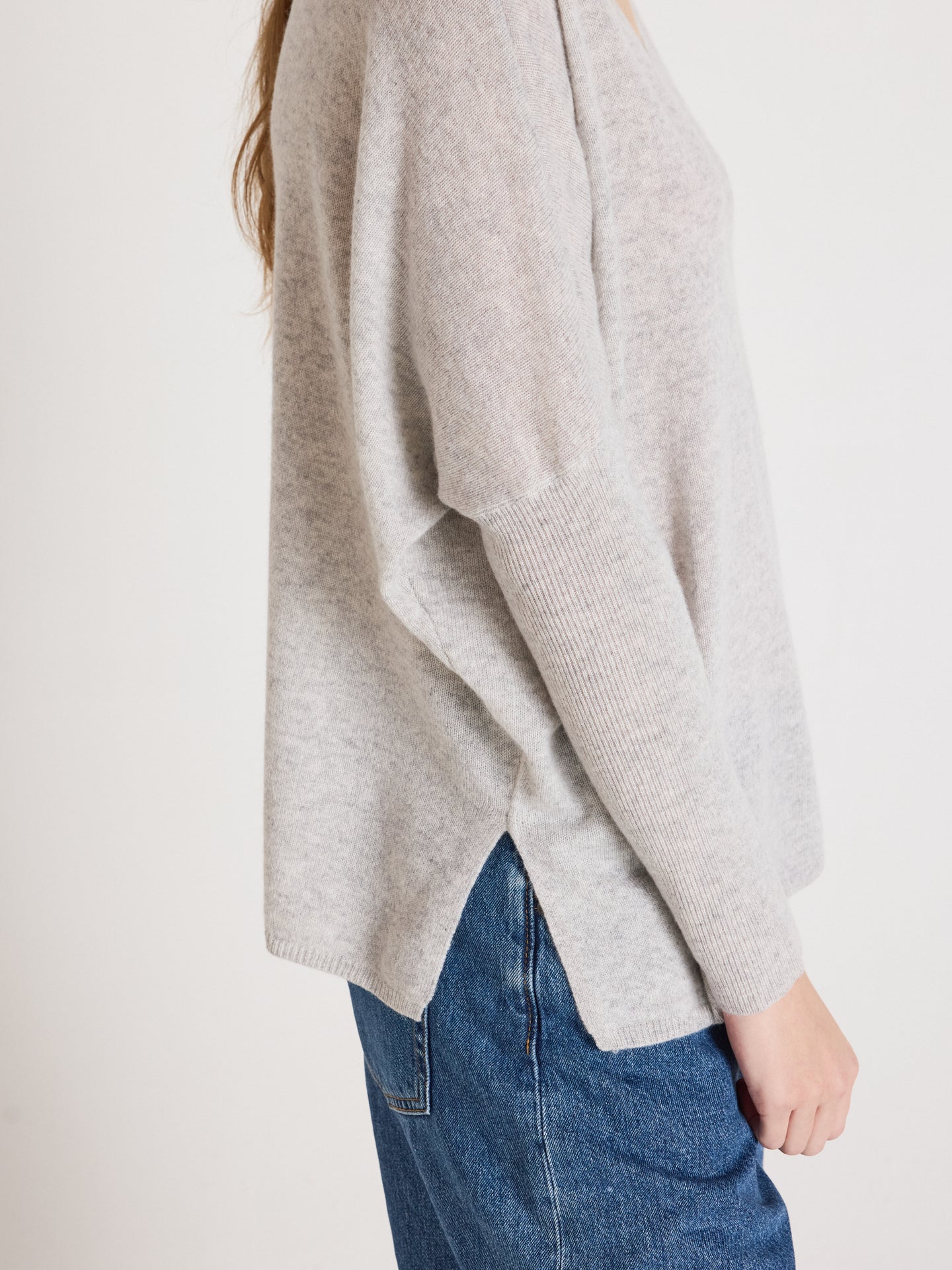 camille - Pull poncho en cachemire - light heather grey