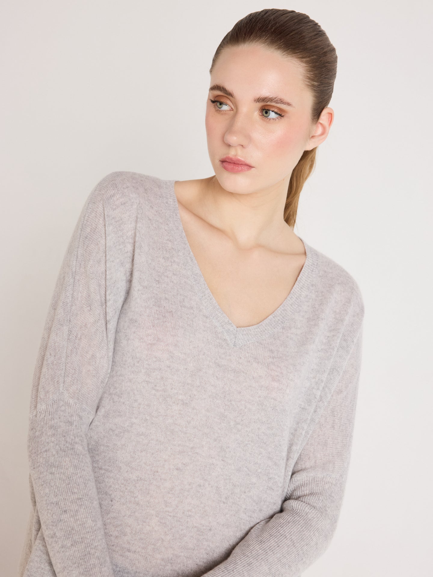 camille - Pull poncho en cachemire - light heather grey