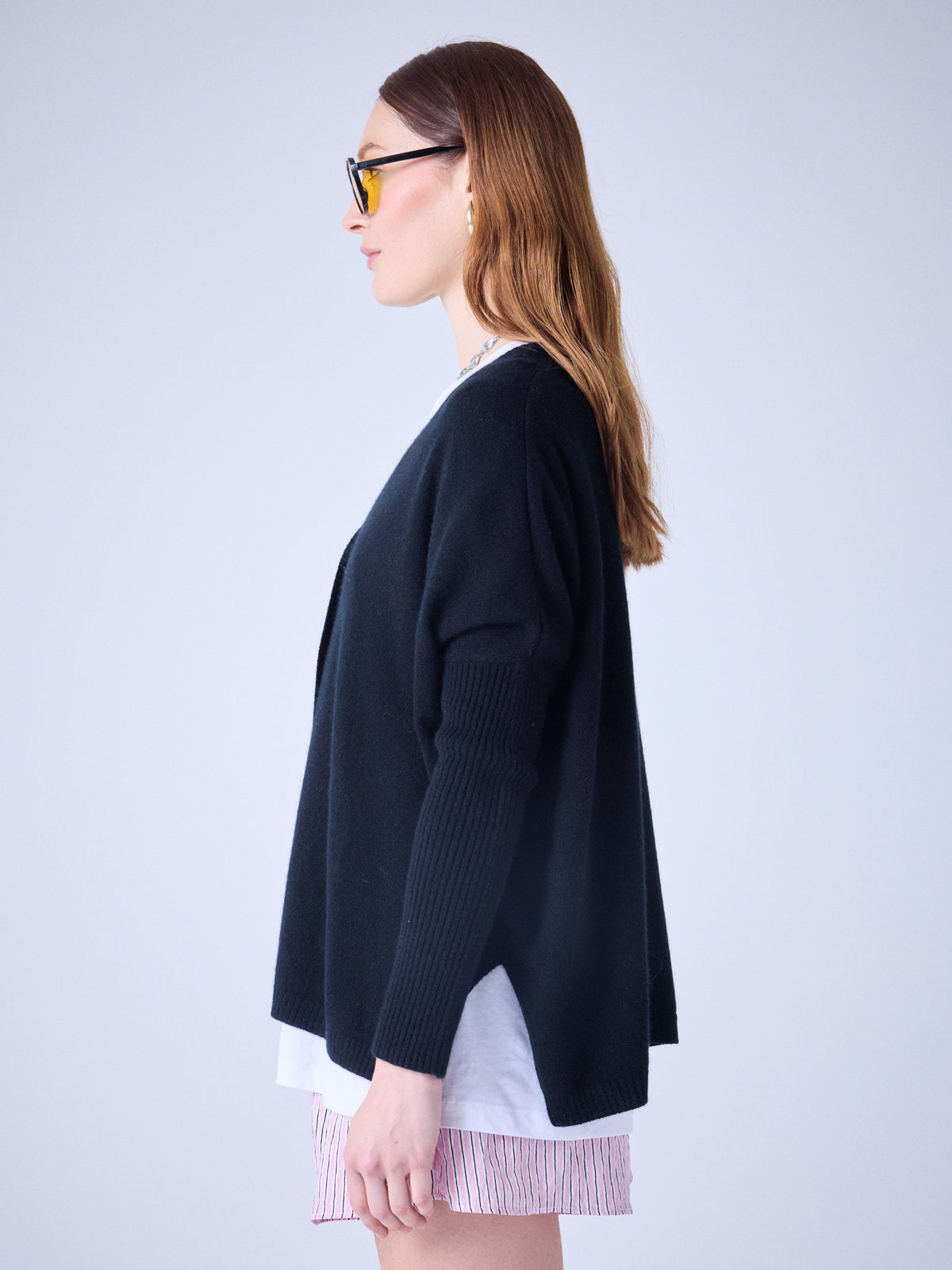 Paula - Kaschmir-Cardigan mit V-Ausschnitt - black