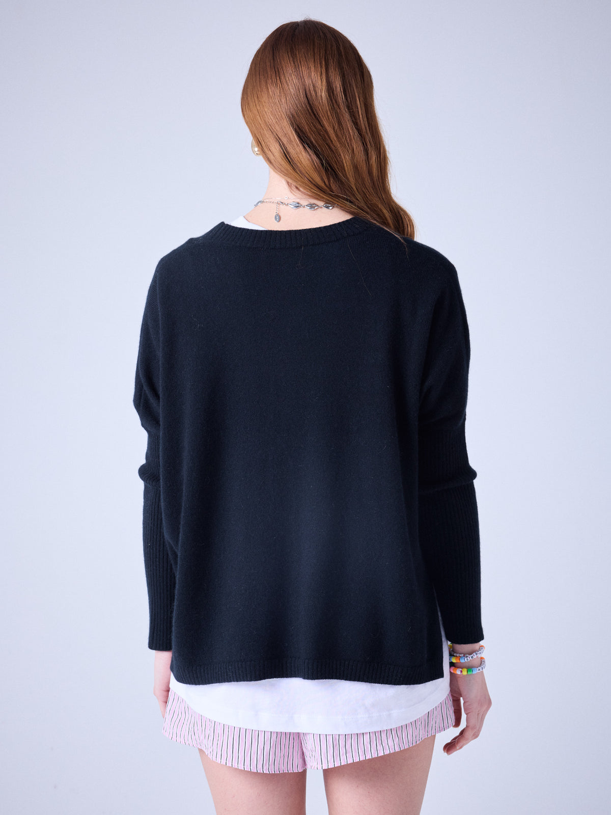 Paula - Kaschmir-Cardigan mit V-Ausschnitt - black