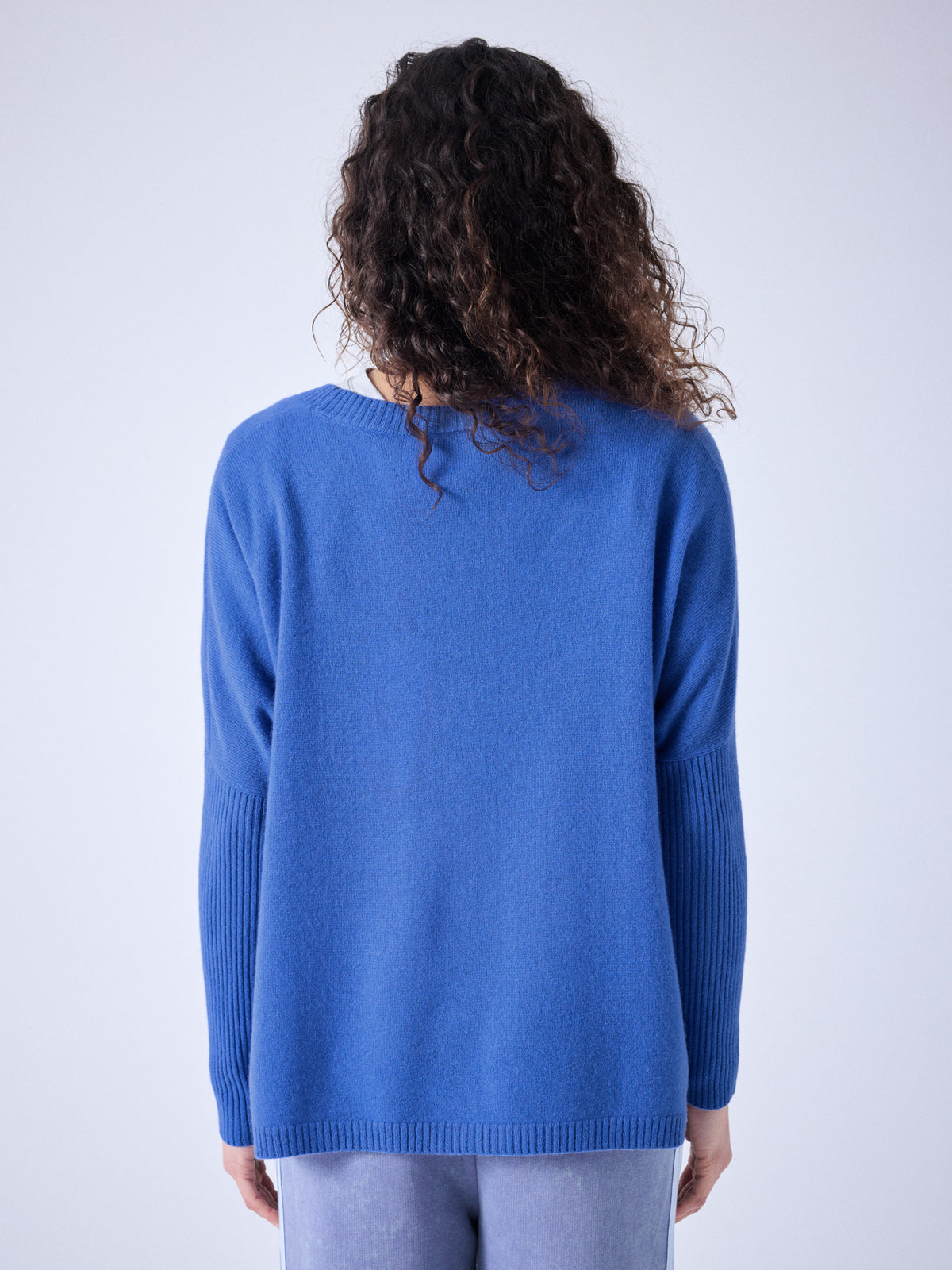 Paula - Kaschmir-Cardigan mit V-Ausschnitt - horizon blue