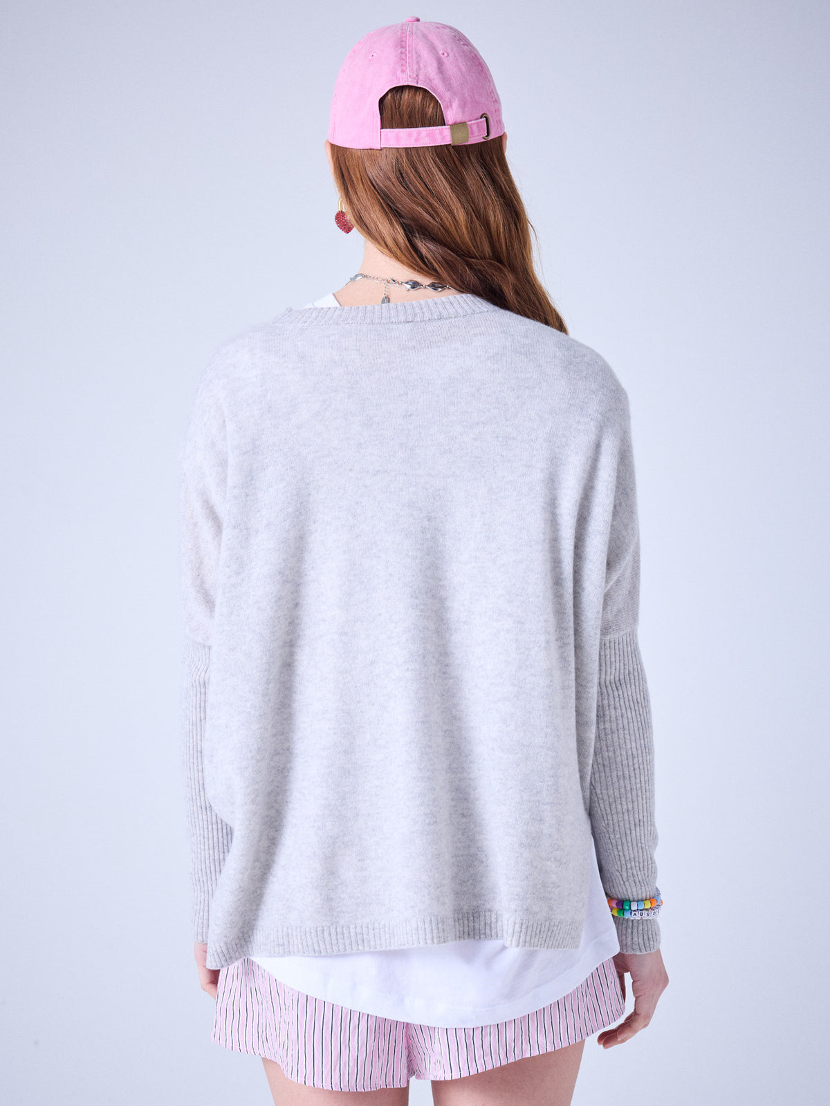 Paula - Kaschmir-Cardigan mit V-Ausschnitt - light heather grey