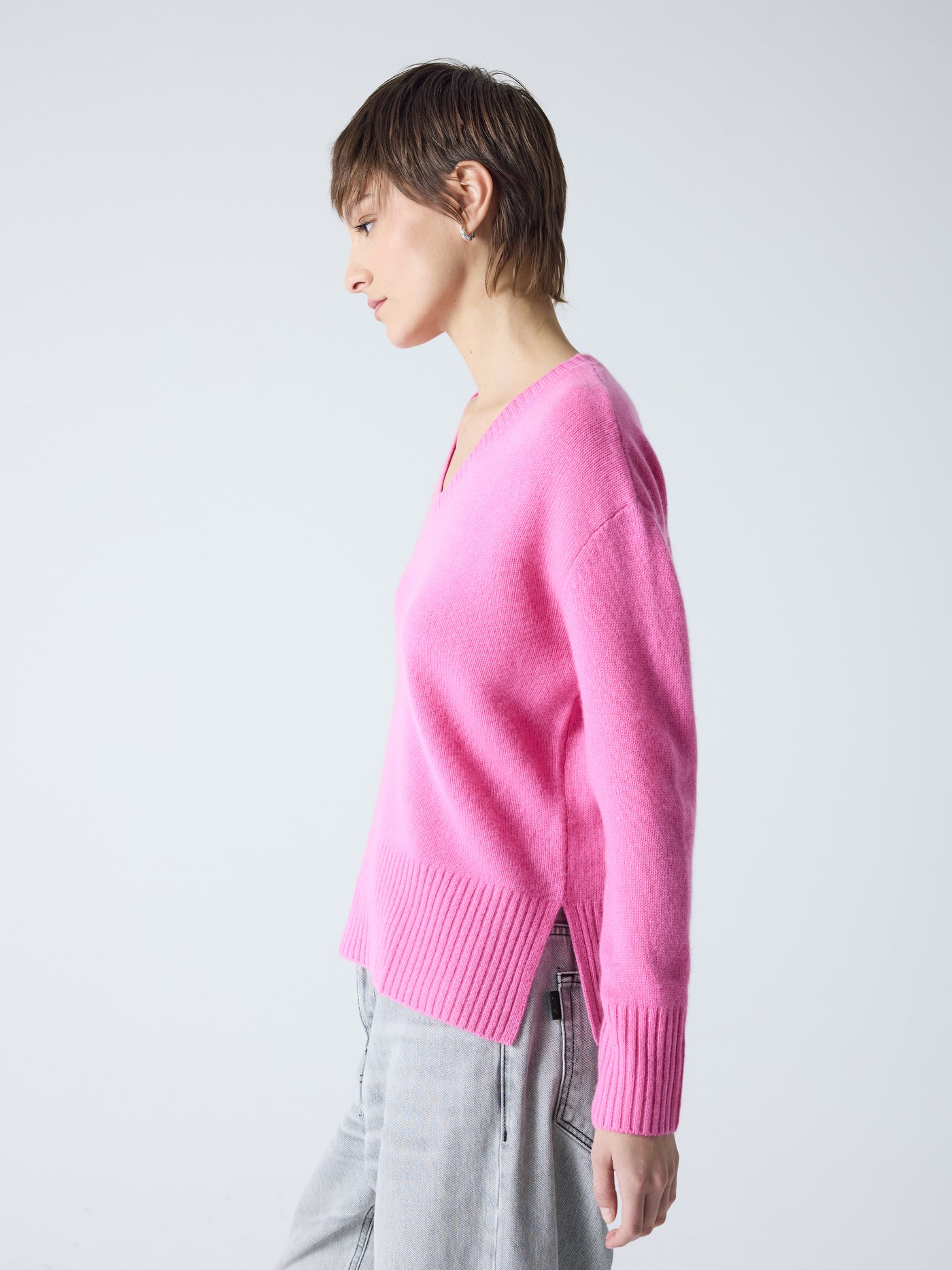 Livia - Pullover mit V-Ausschnitt aus 100 % Kaschmir - candy