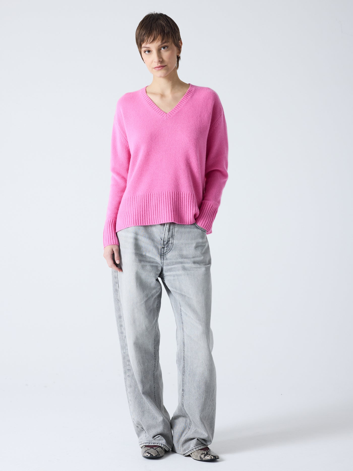 Livia - Pullover mit V-Ausschnitt aus 100 % Kaschmir - candy