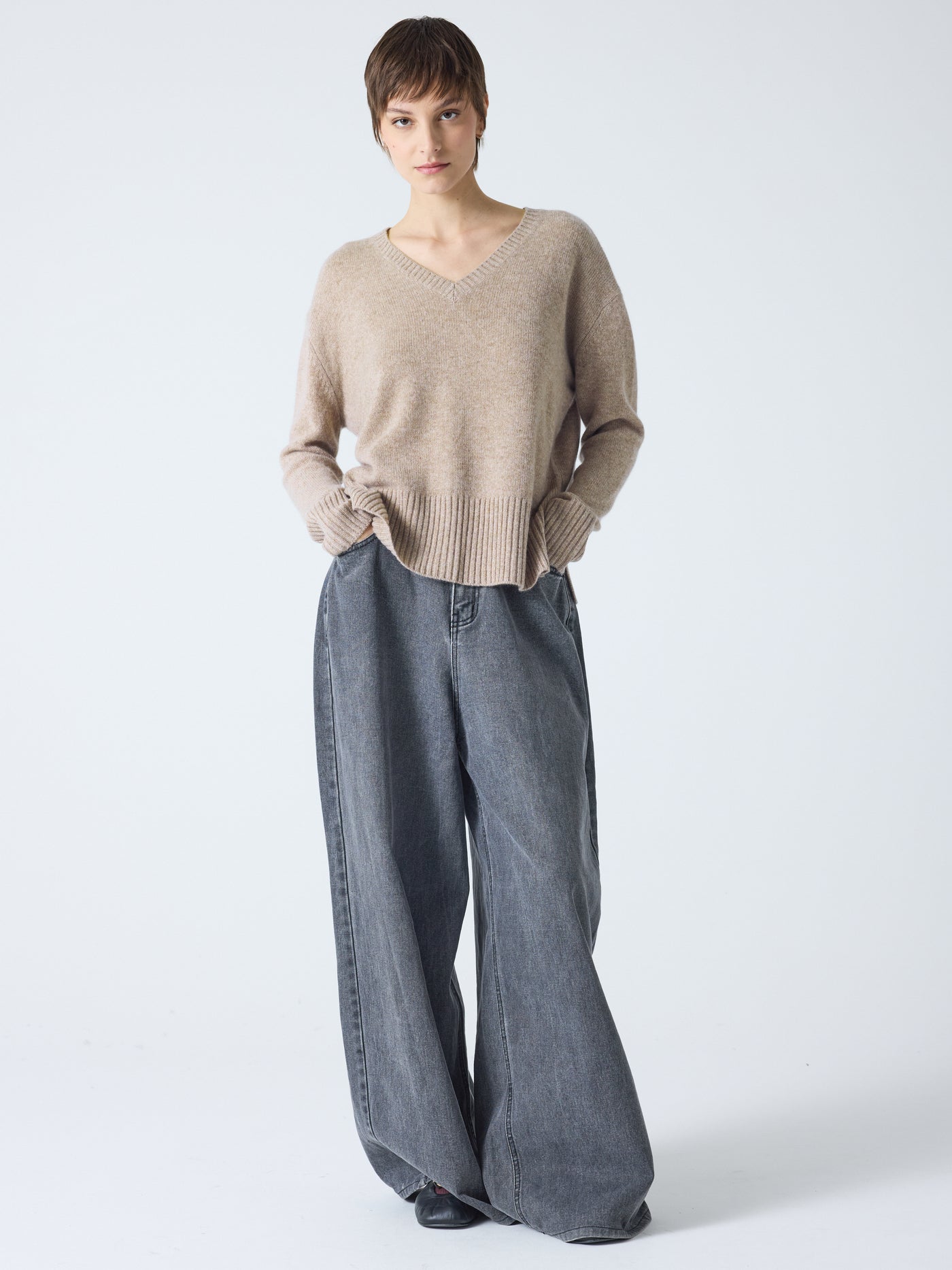 Livia - Pullover mit V-Ausschnitt aus 100 % Kaschmir - Chestnut