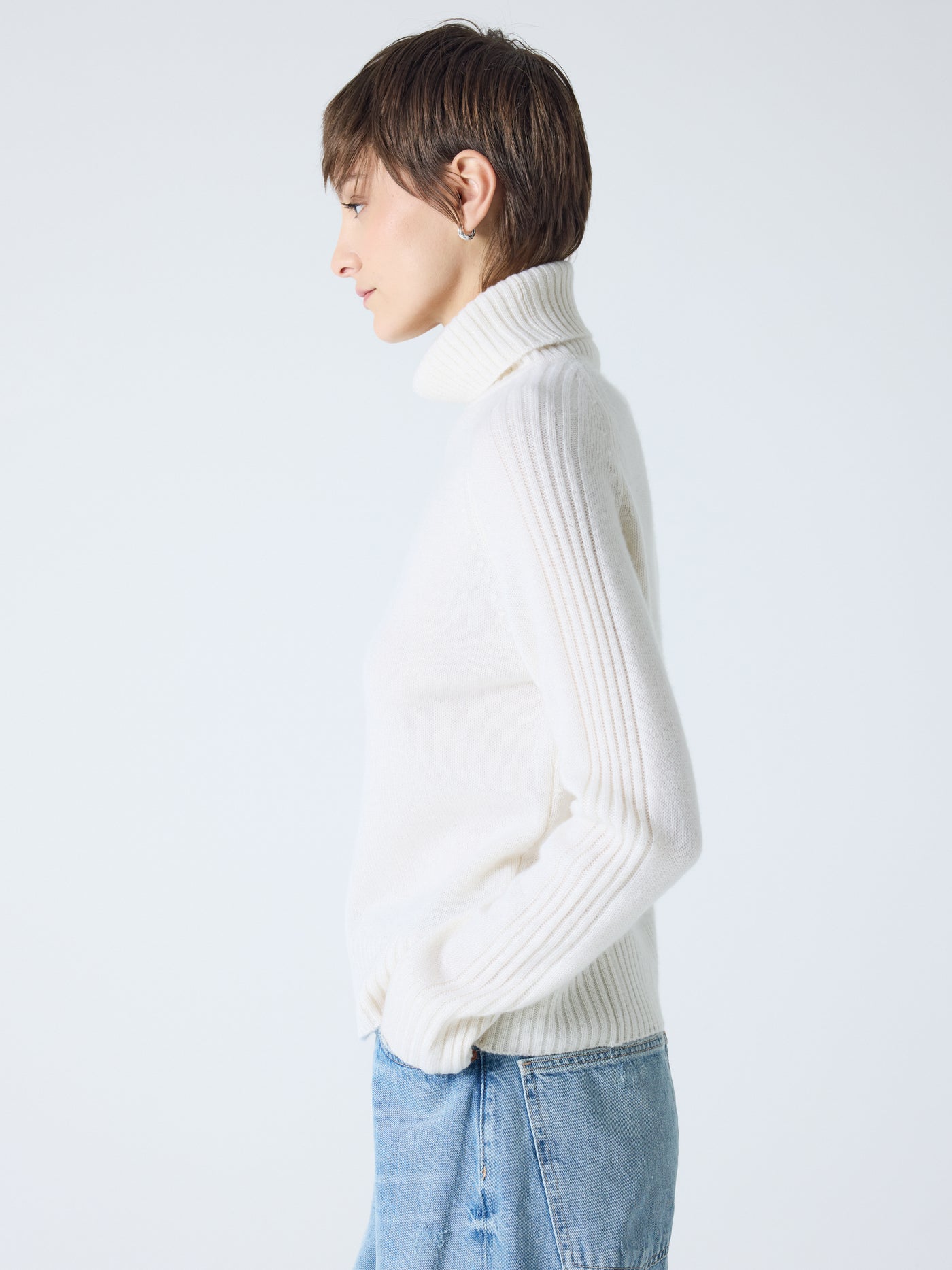 Sylviana - Rollkragenpullover aus 100 % Kaschmir - cream
