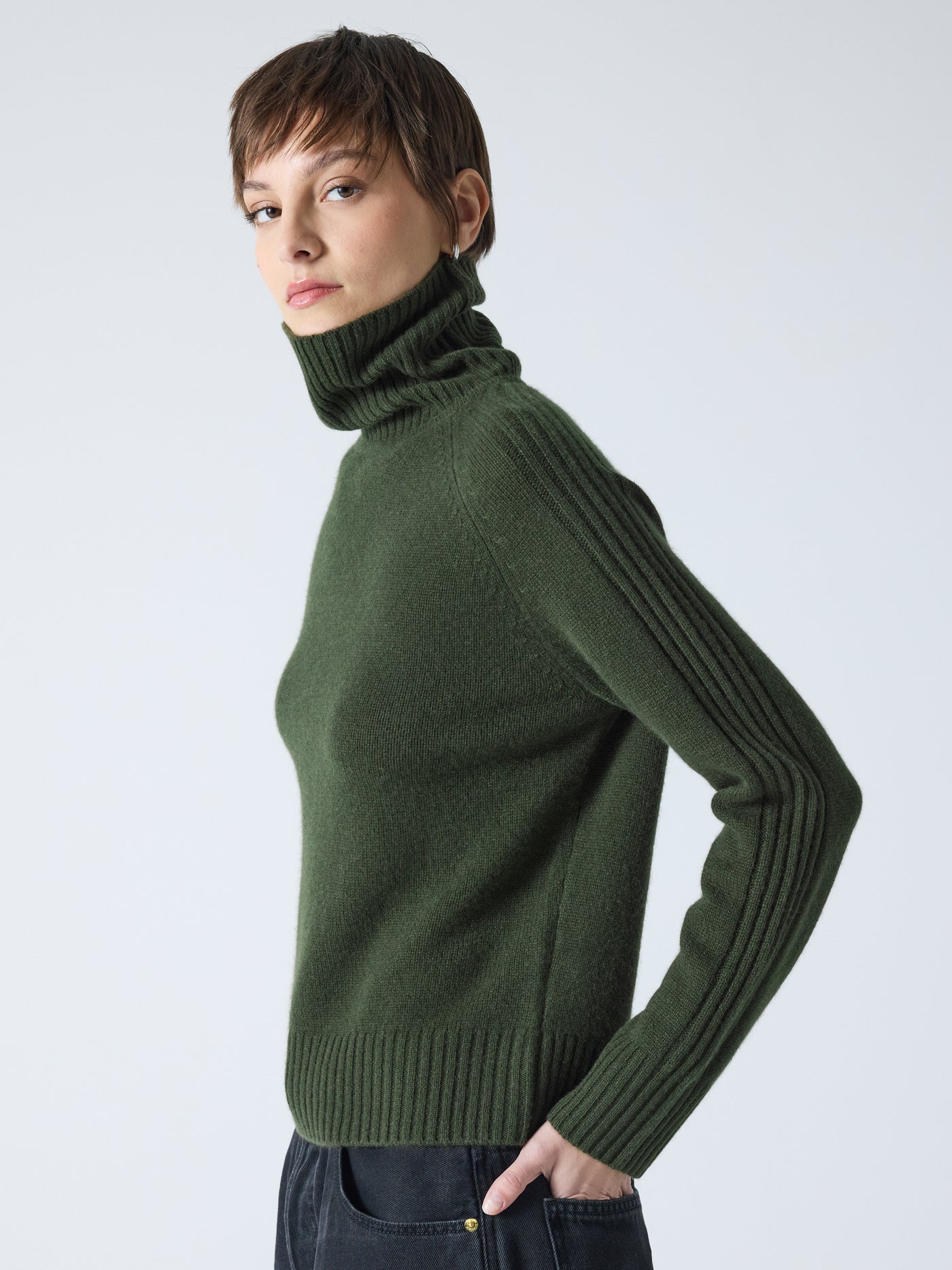 Sylviana - Rollkragenpullover aus 100 % Kaschmir - forest