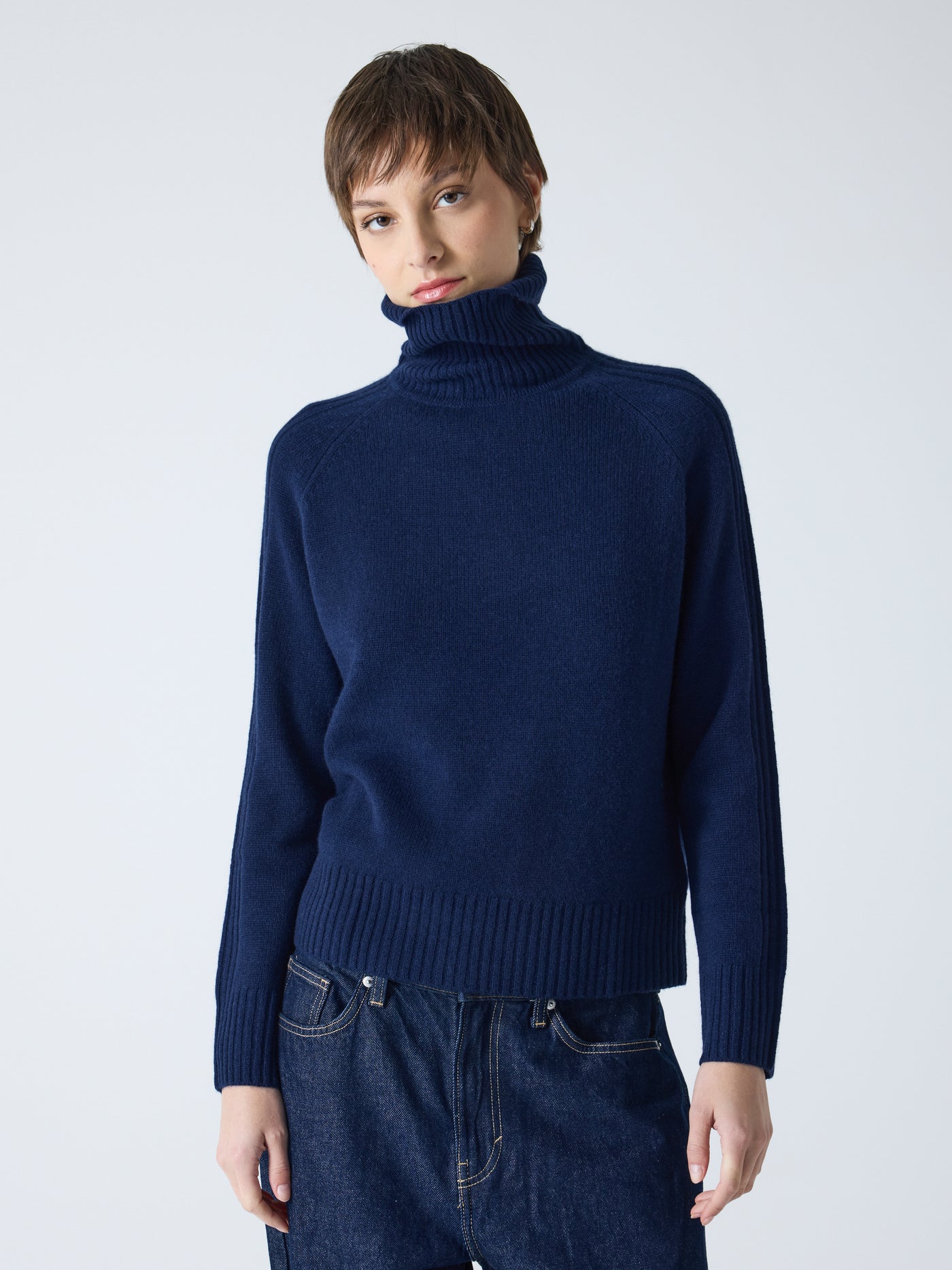 Sylviana - Rollkragenpullover aus 100 % Kaschmir - Navy