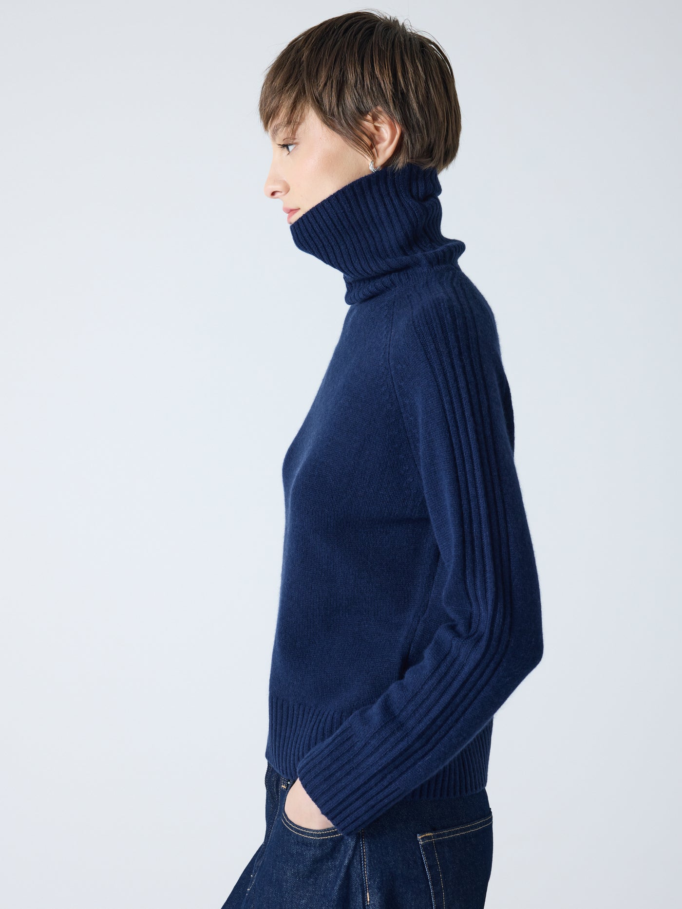 Sylviana - Rollkragenpullover aus 100 % Kaschmir - Navy