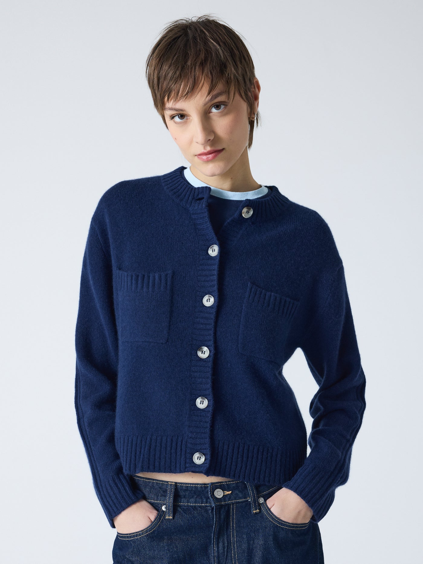 Rita - 100% cashmere cardigan - navy