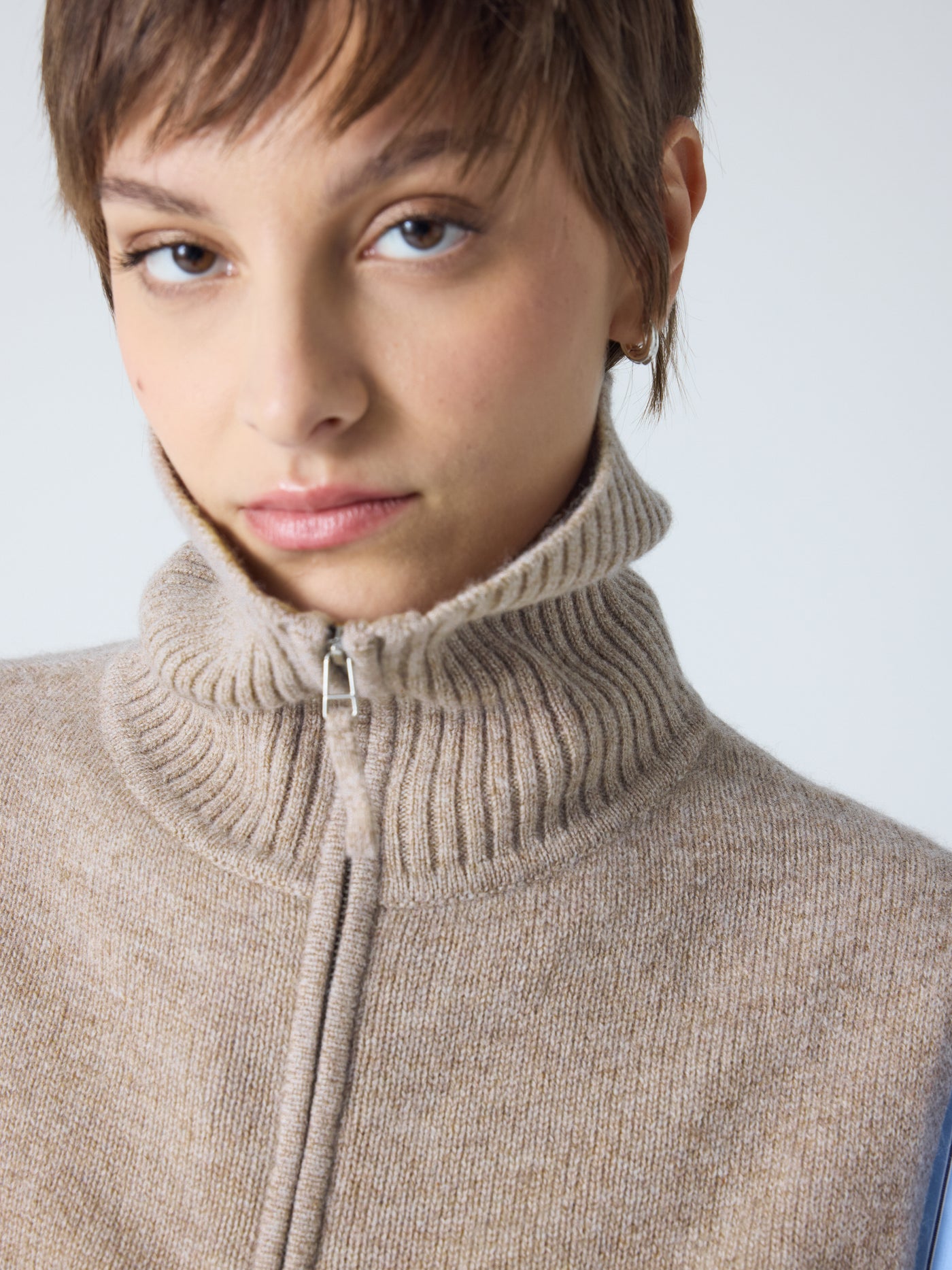 tina - Col zippé 100% cachemire - chestnut