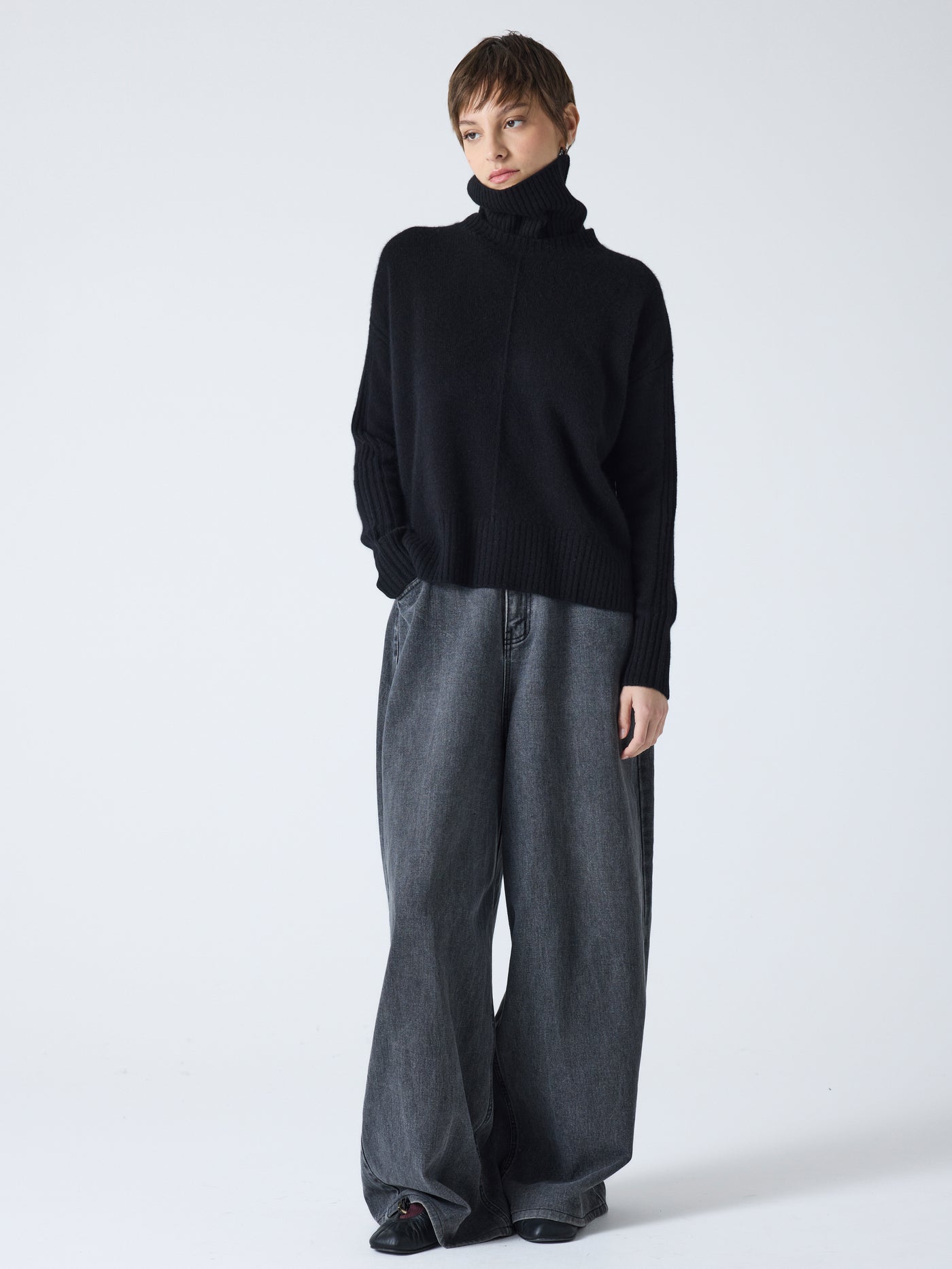 Candace - Abnehmbarer Rollkragenpullover - black