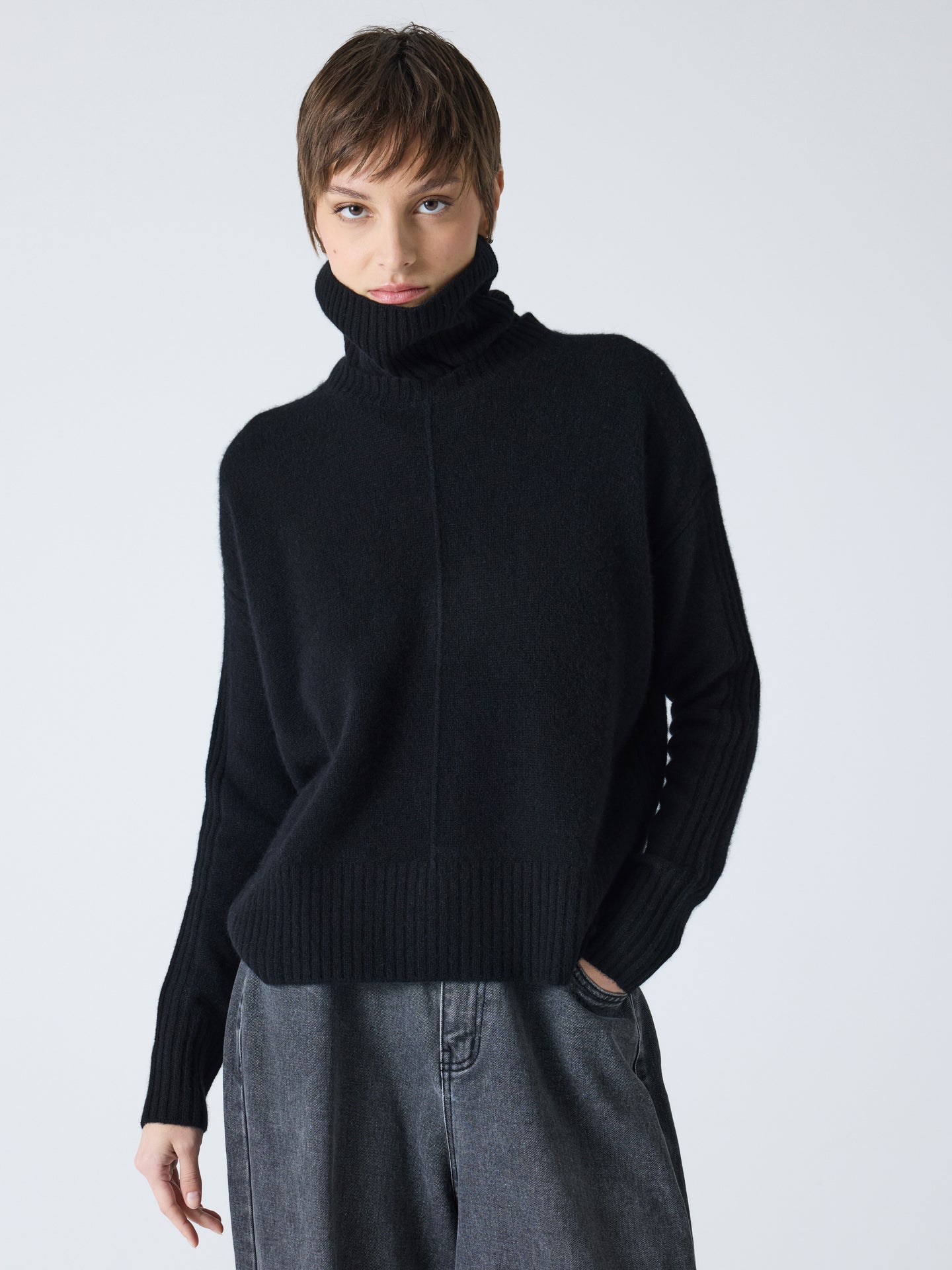 Candace - Abnehmbarer Rollkragenpullover - black