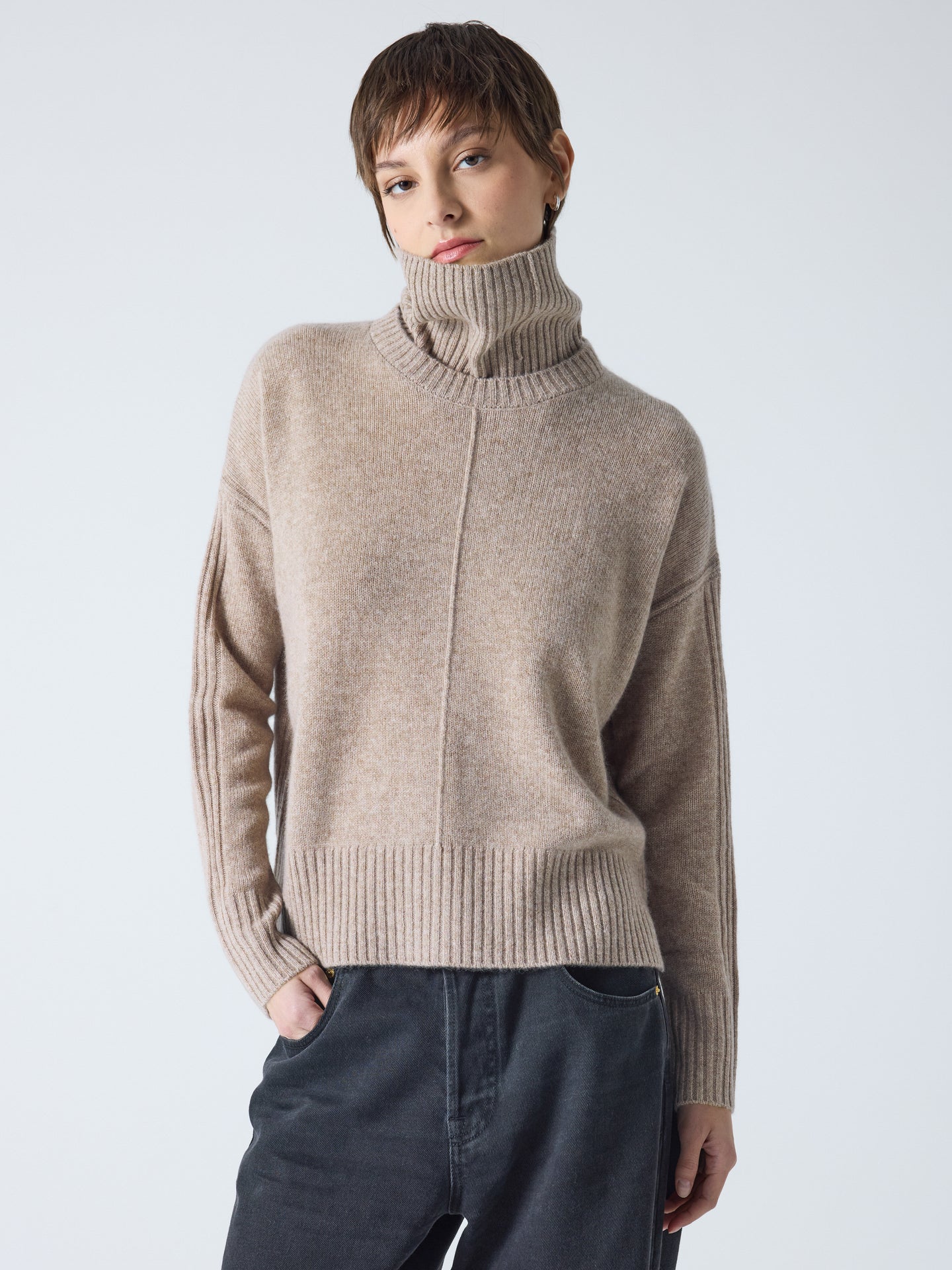 candace - Pull col roulé amovible - chestnut