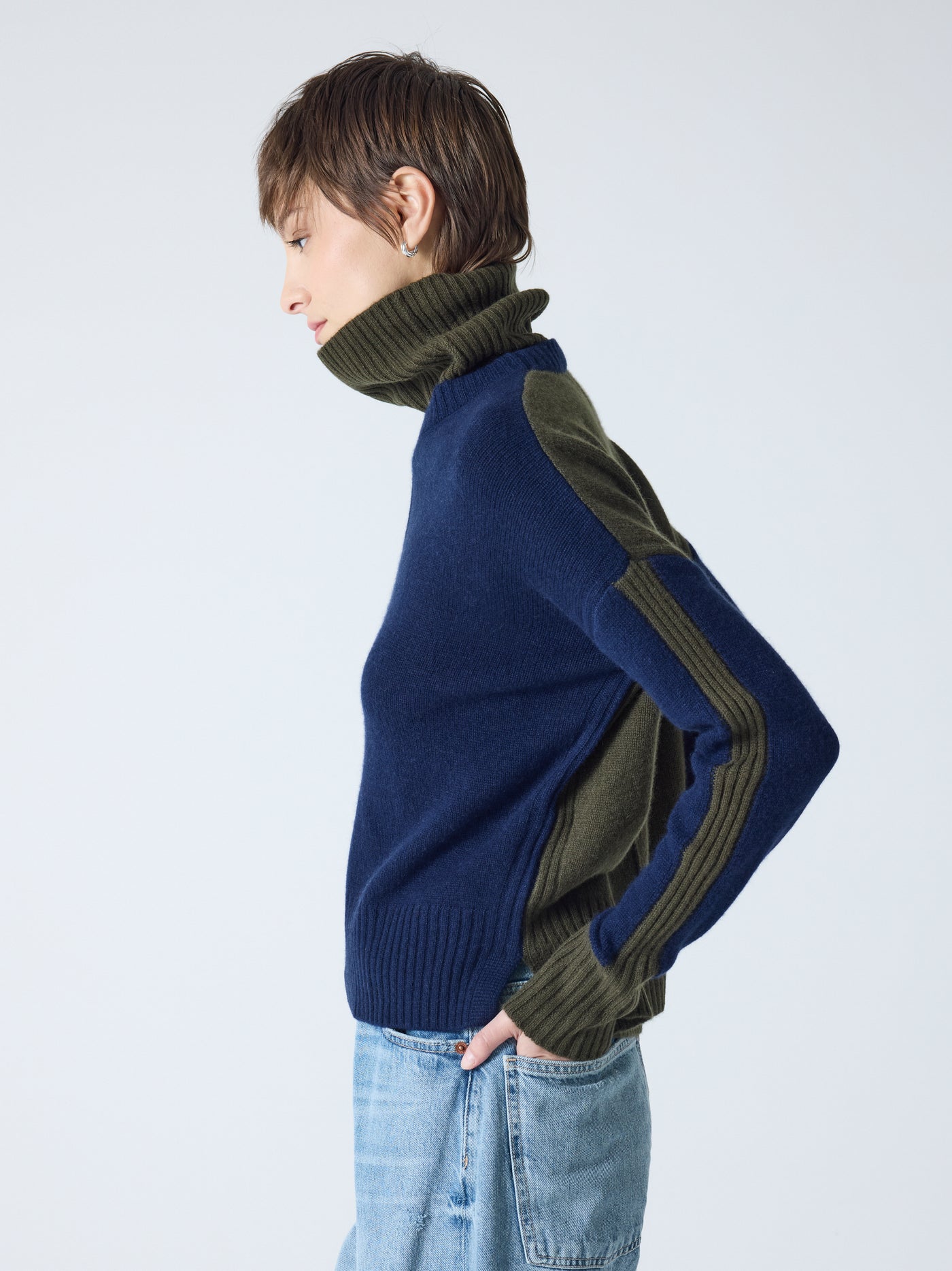 Candace - Abnehmbarer Rollkragenpullover - Navy
