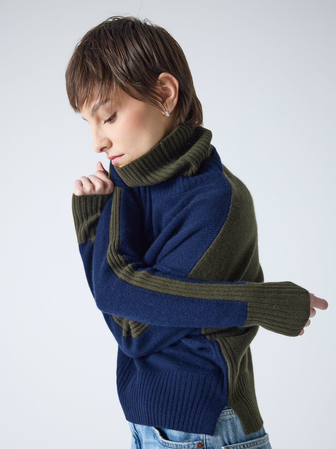 Candace - Abnehmbarer Rollkragenpullover - Navy