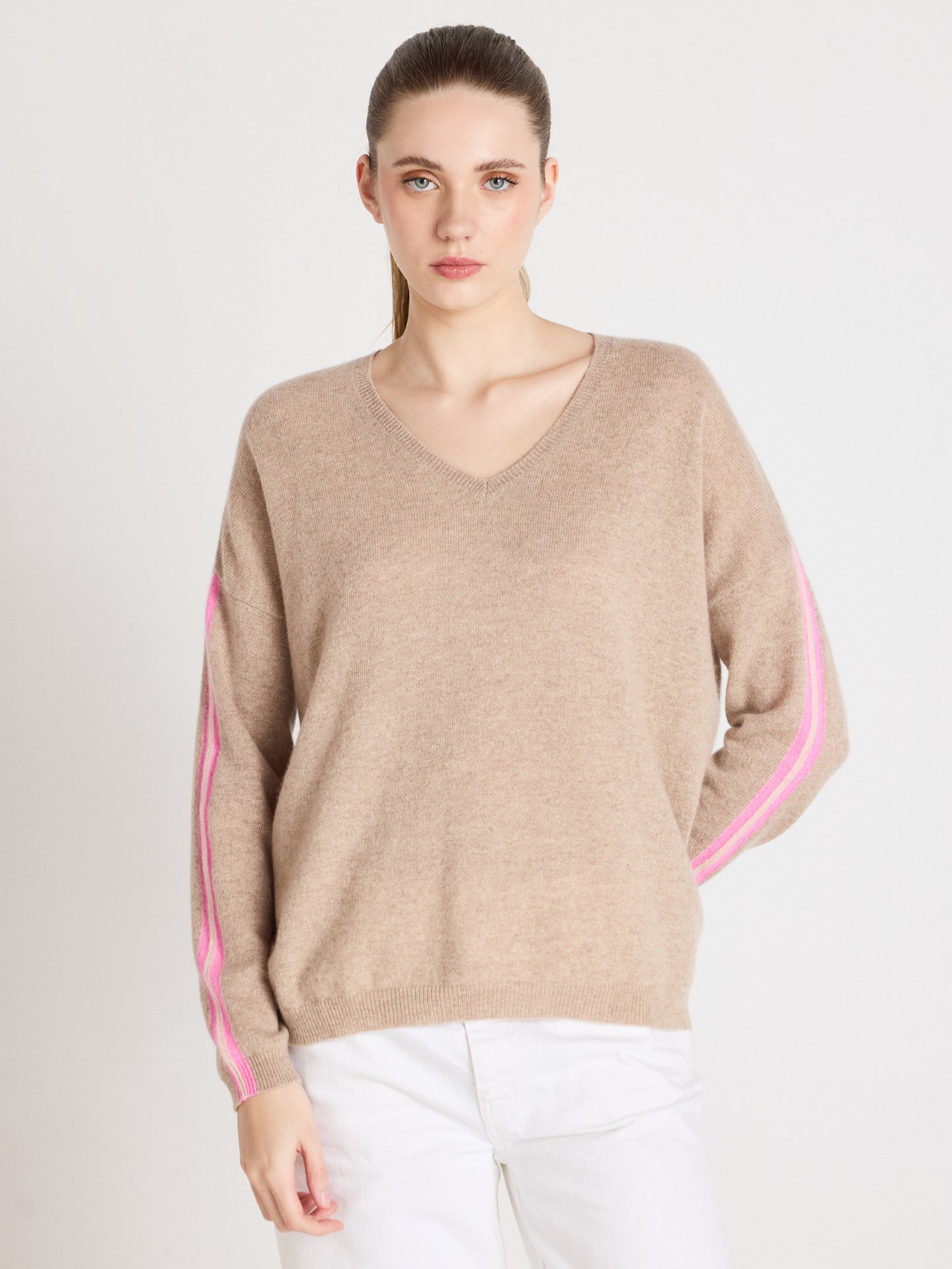 Alexia - Kaschmirpullover mit V-Ausschnitt - Chestnut