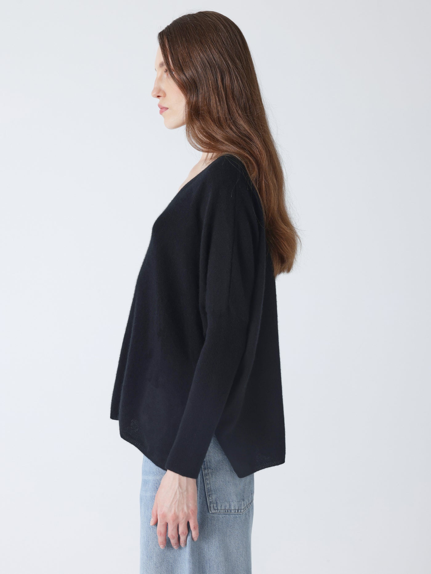 Camille - Cashmere poncho sweater - black