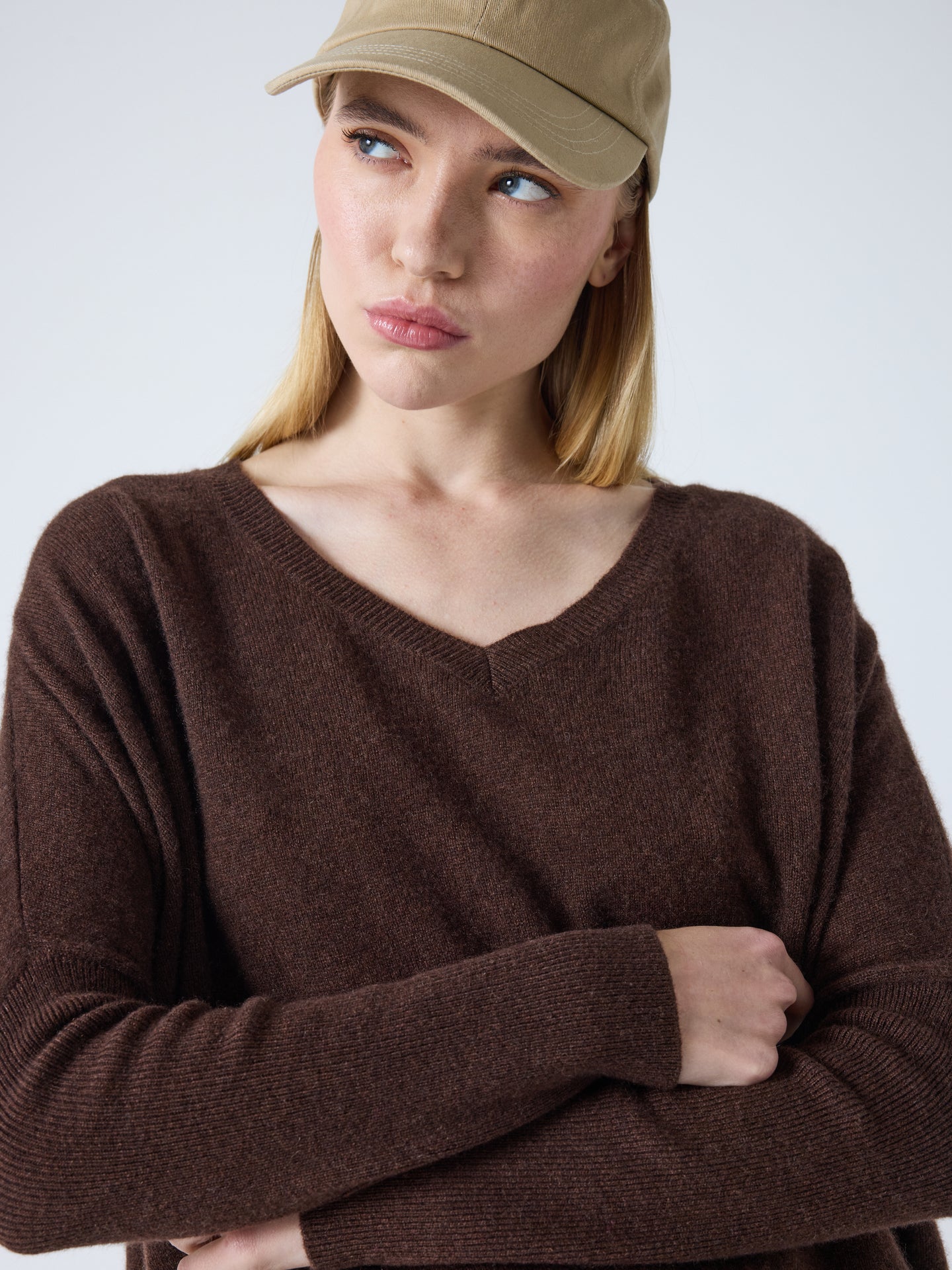 poncho sweater camille - Poncho cashmere sweater - brownie