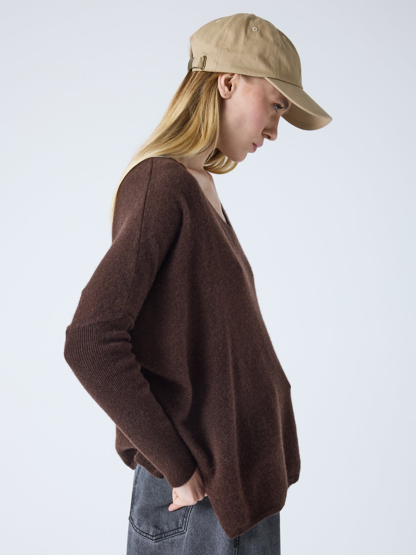 poncho sweater camille - Poncho cashmere sweater - brownie