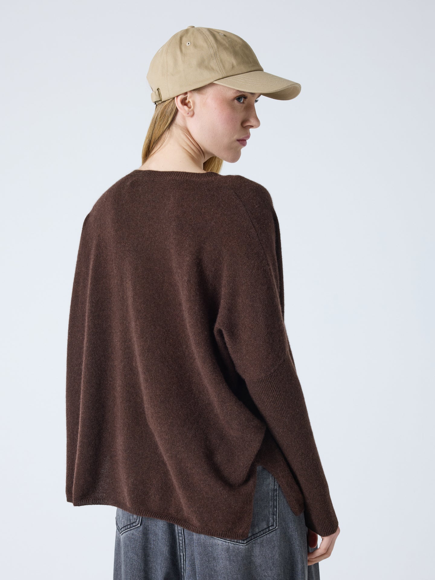poncho sweater camille - Poncho cashmere sweater - brownie
