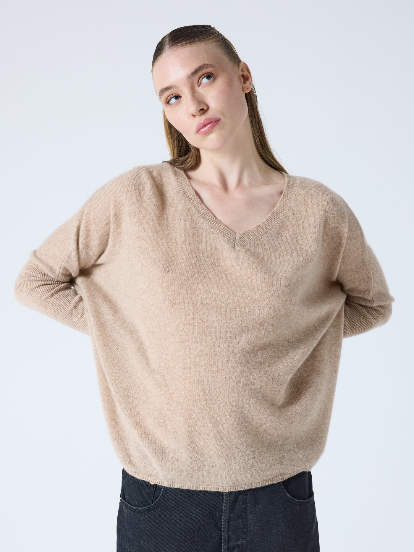 camille - Poncho-trui van kasjmier - chestnut