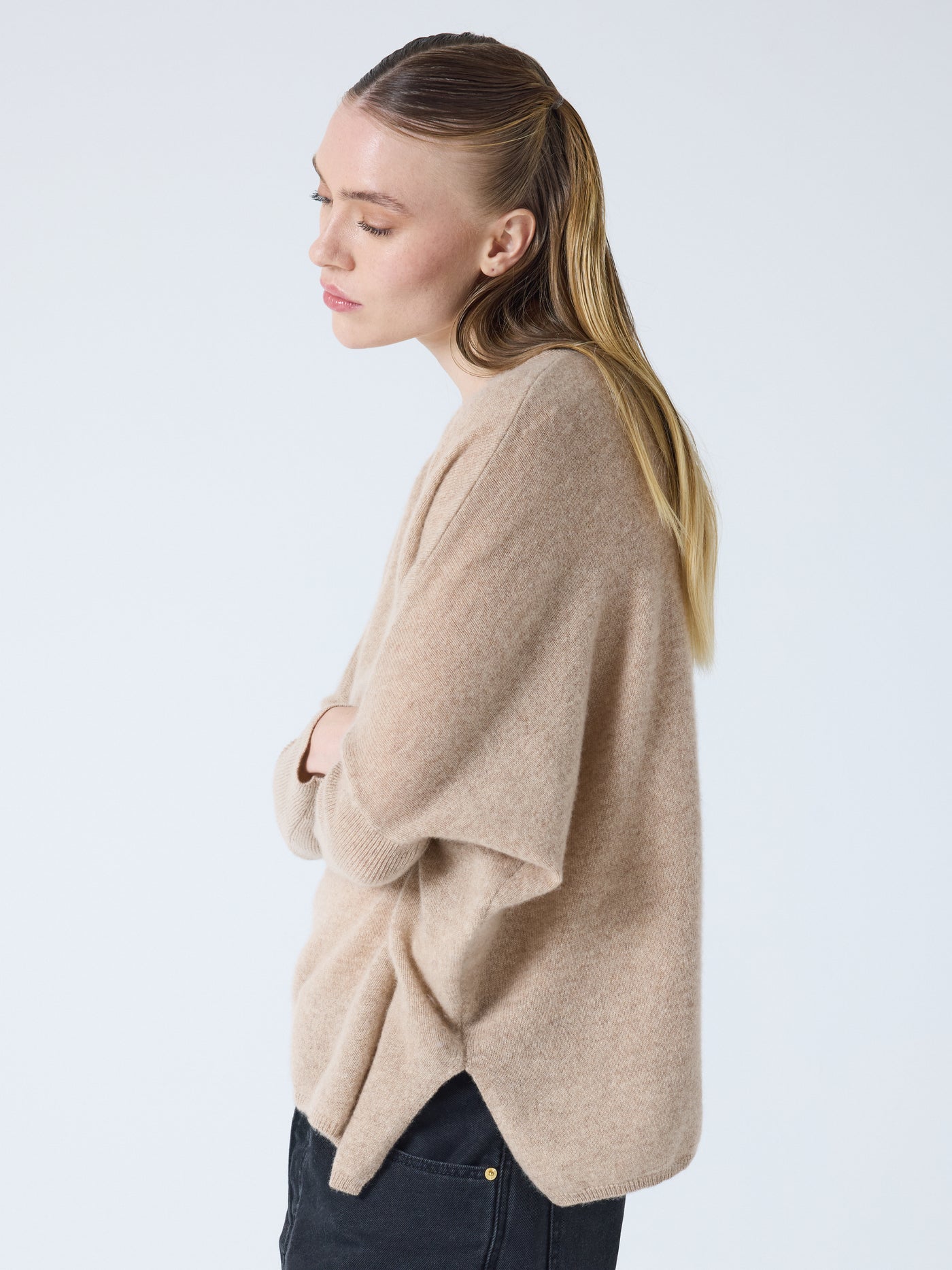 camille - Poncho-trui van kasjmier - chestnut