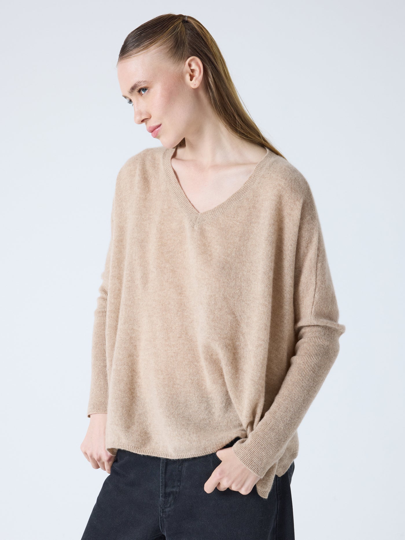camille - Poncho-trui van kasjmier - chestnut
