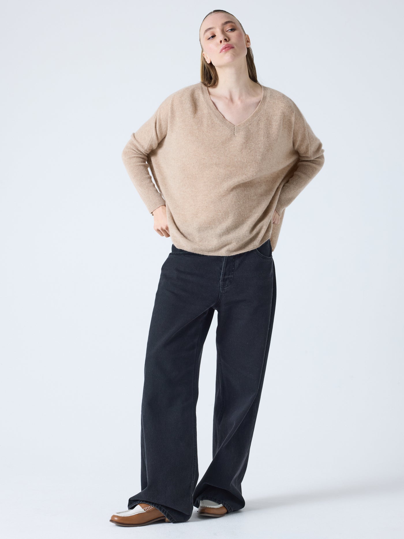 camille - Poncho-trui van kasjmier - chestnut