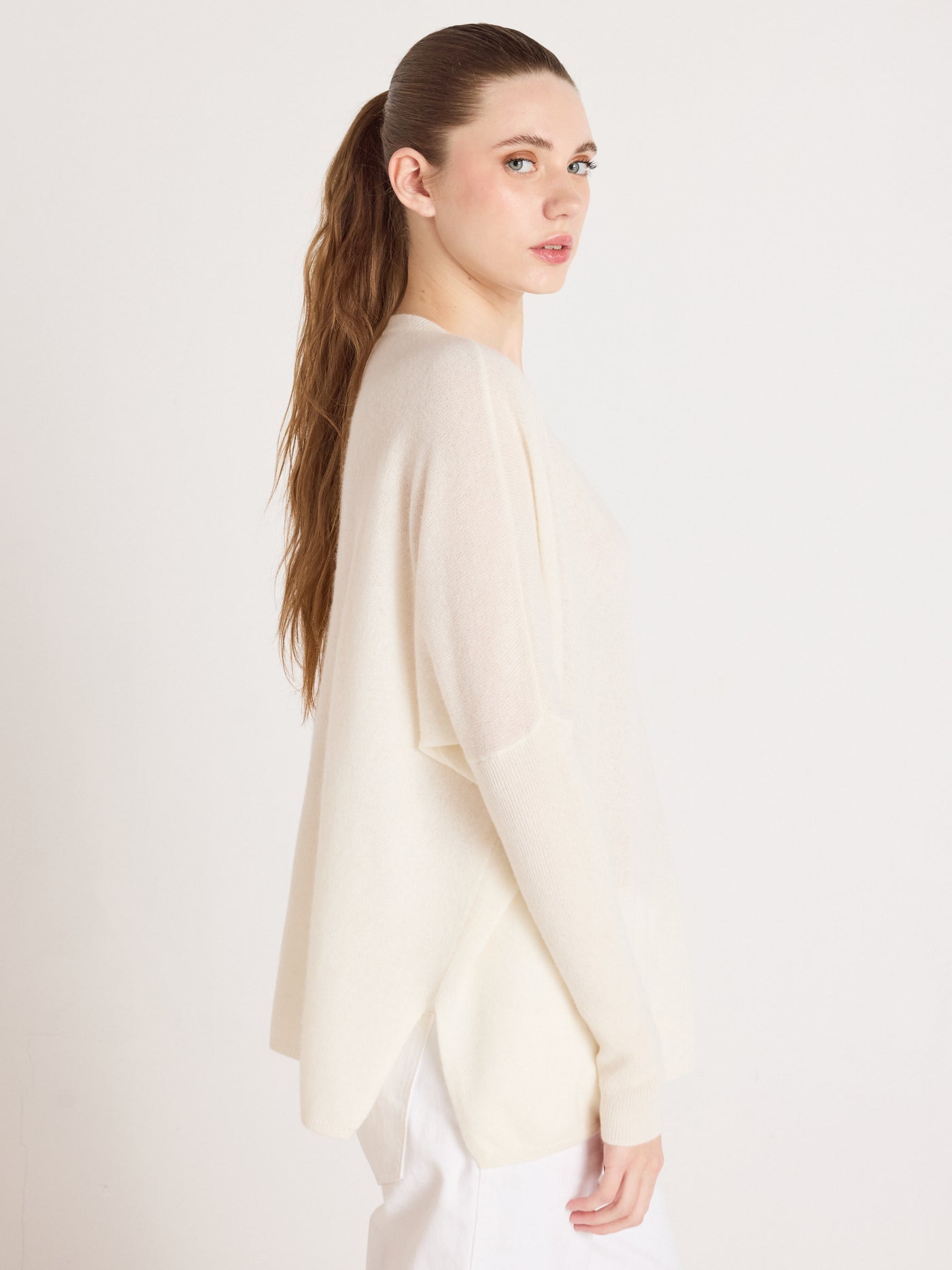 pull poncho camille - cachemire - cream
