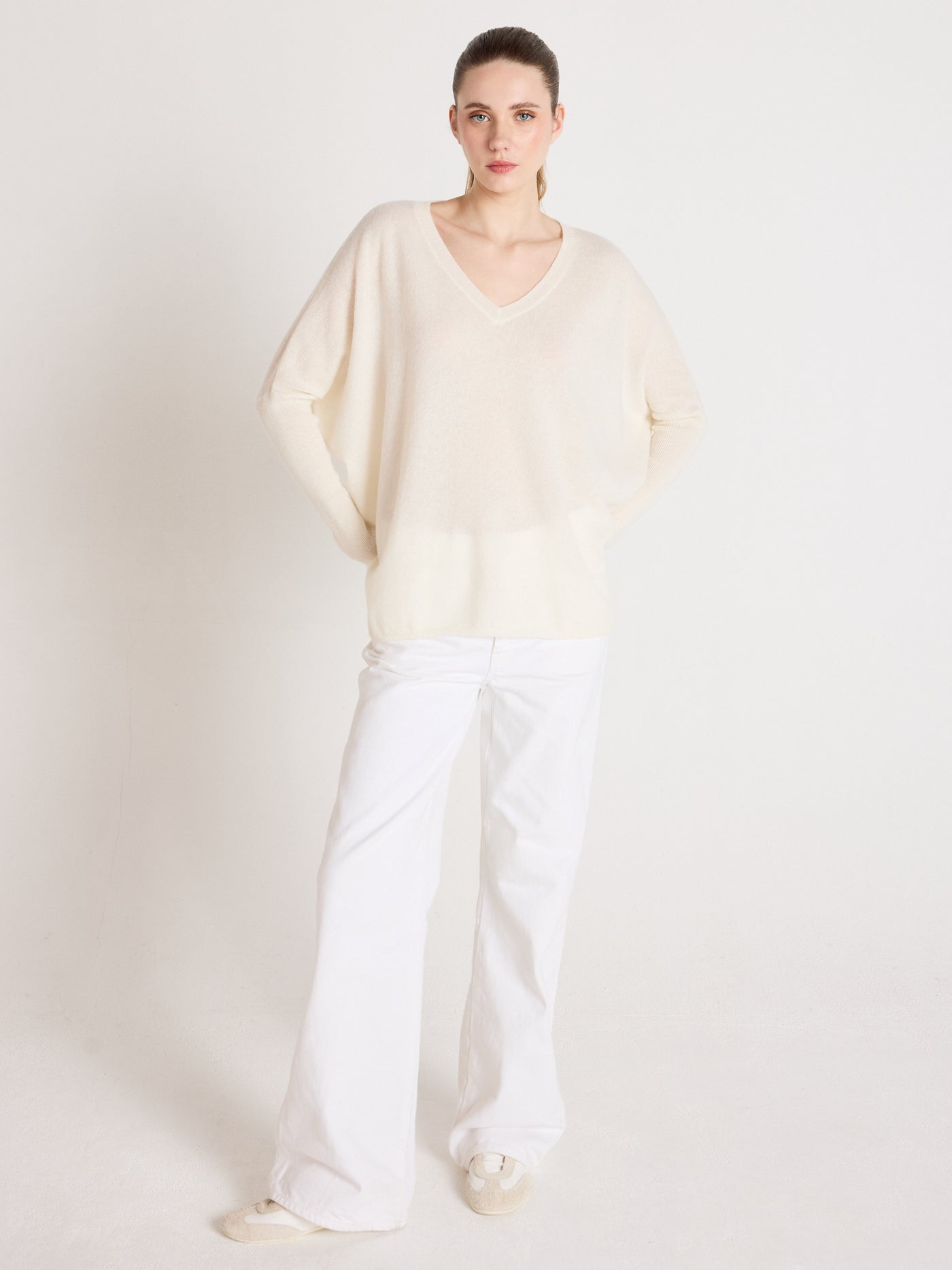 pull poncho camille - cachemire - cream