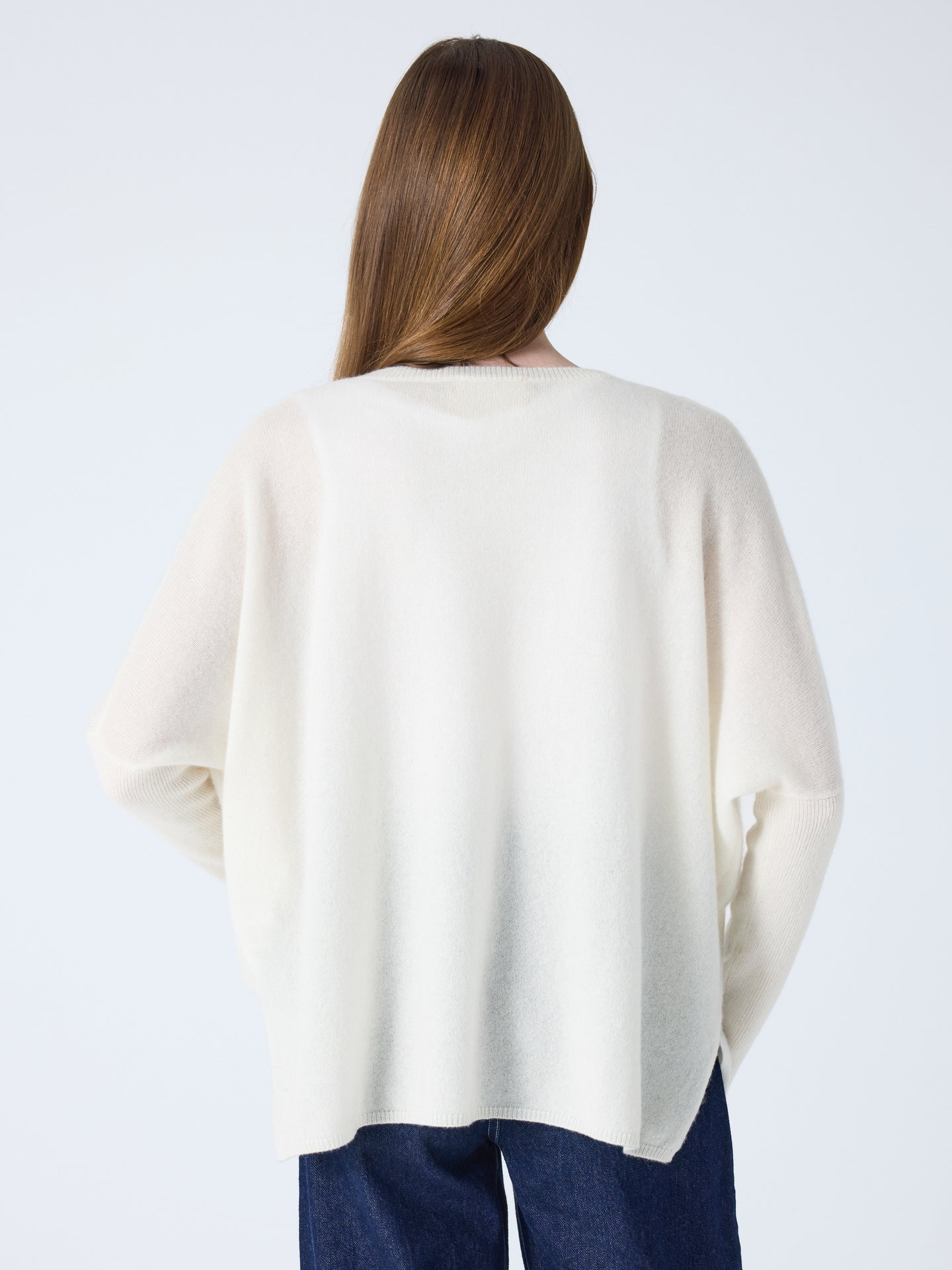 pull poncho col v camille - cachemire - cream