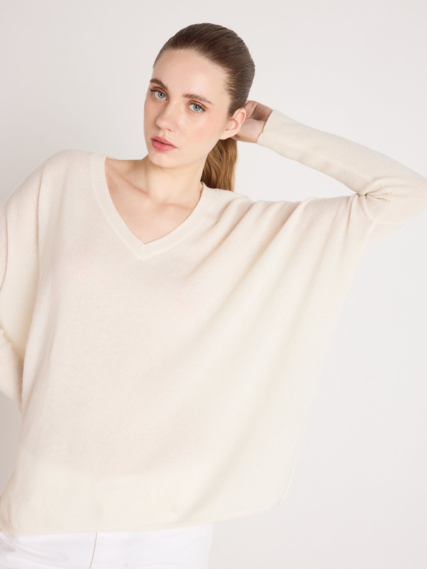pull poncho camille - cachemire - cream