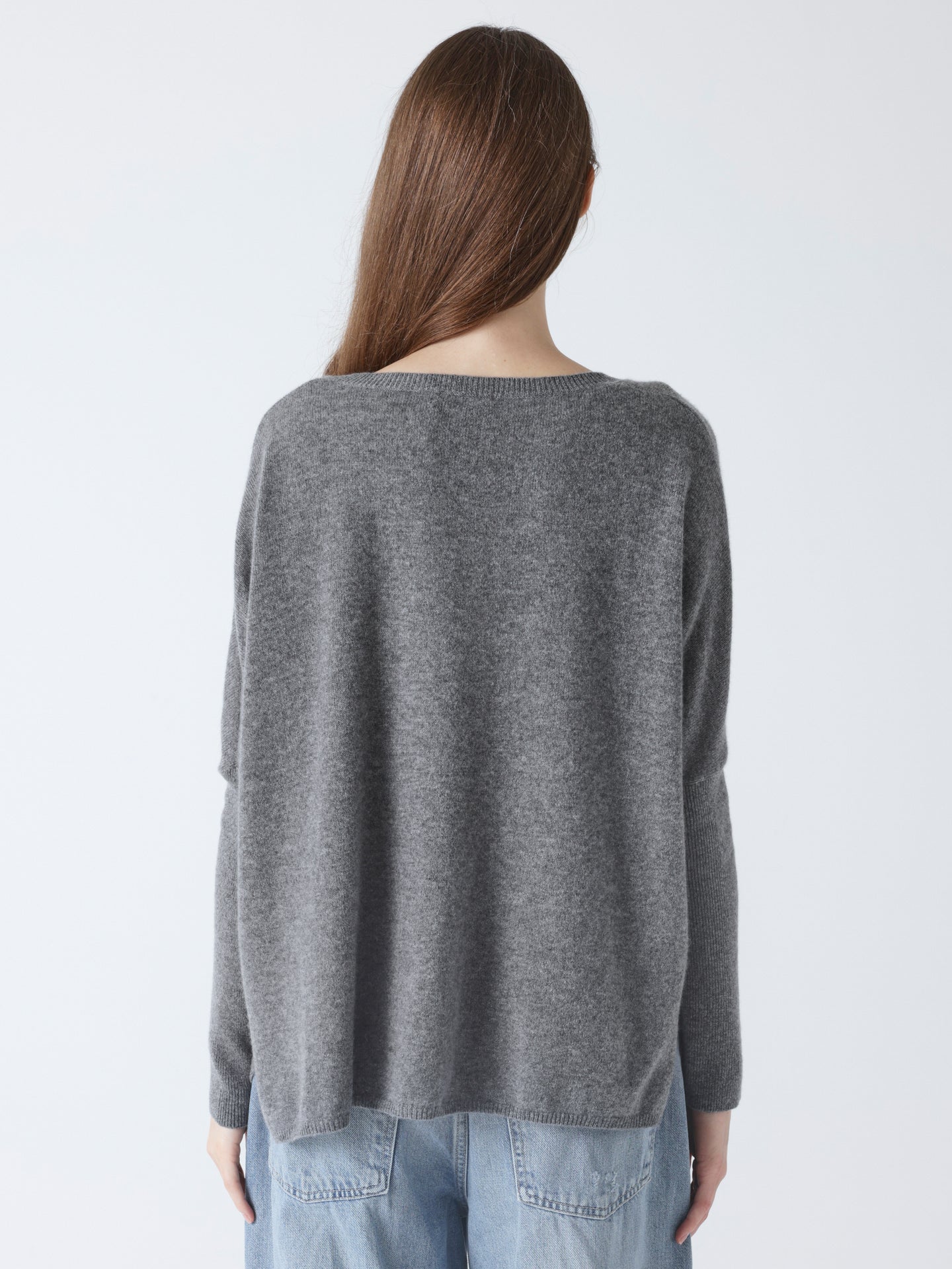 poncho sweater camille - Cashmere poncho sweater - dark heather gray