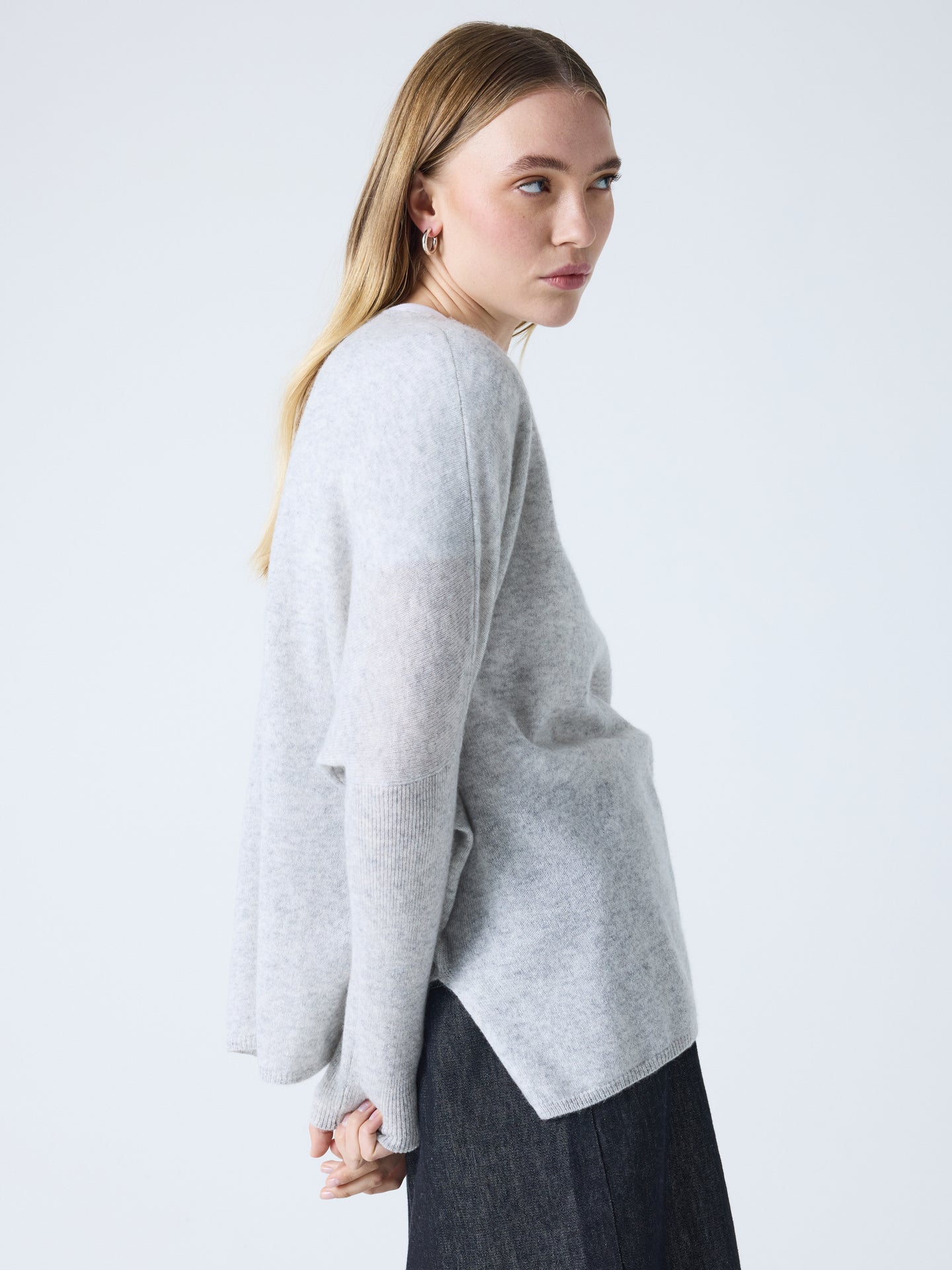camille - Pull poncho en cachemire - light heather grey