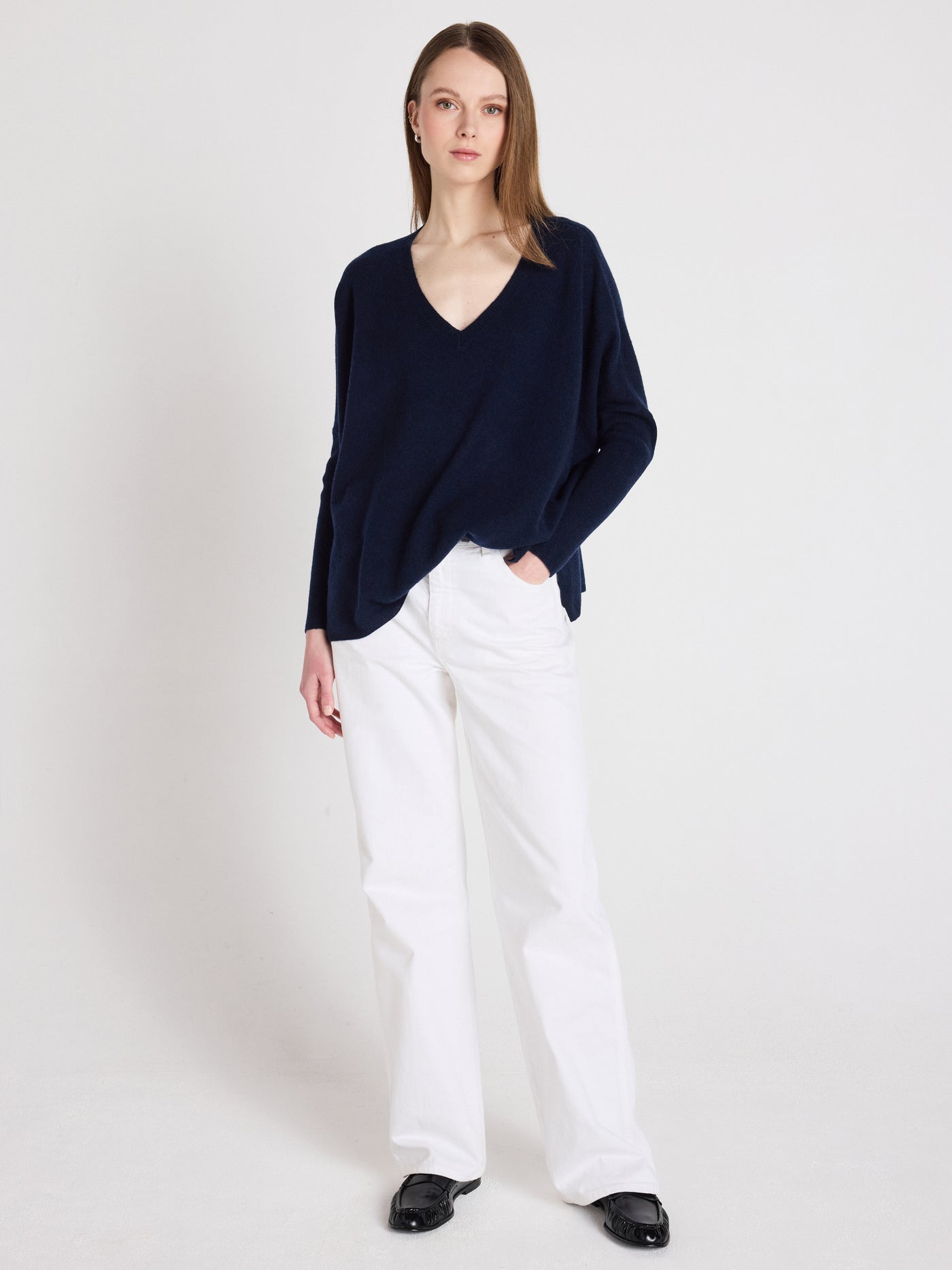 Camille - Ponchopullover aus Kaschmir - Navy