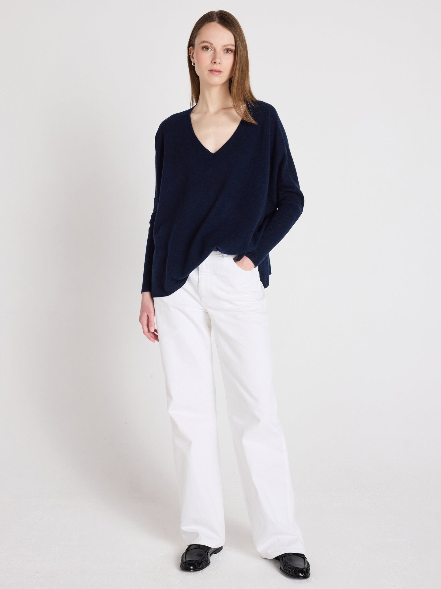 Camille - Ponchopullover aus Kaschmir - Navy