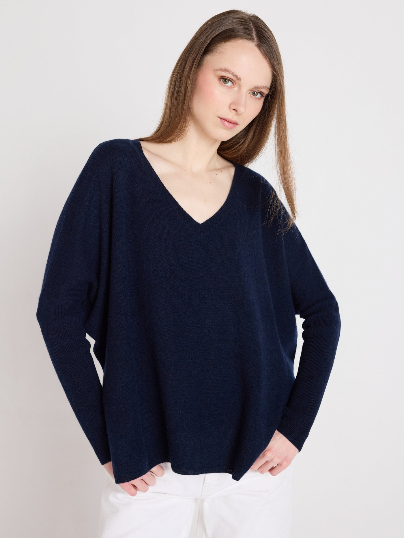 Camille - Ponchopullover aus Kaschmir - Navy