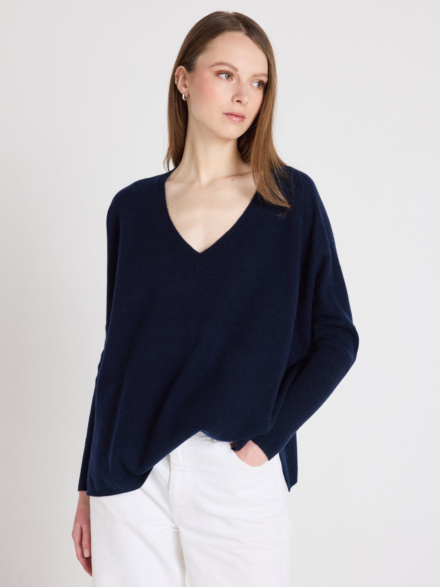 Camille - Ponchopullover aus Kaschmir - Navy