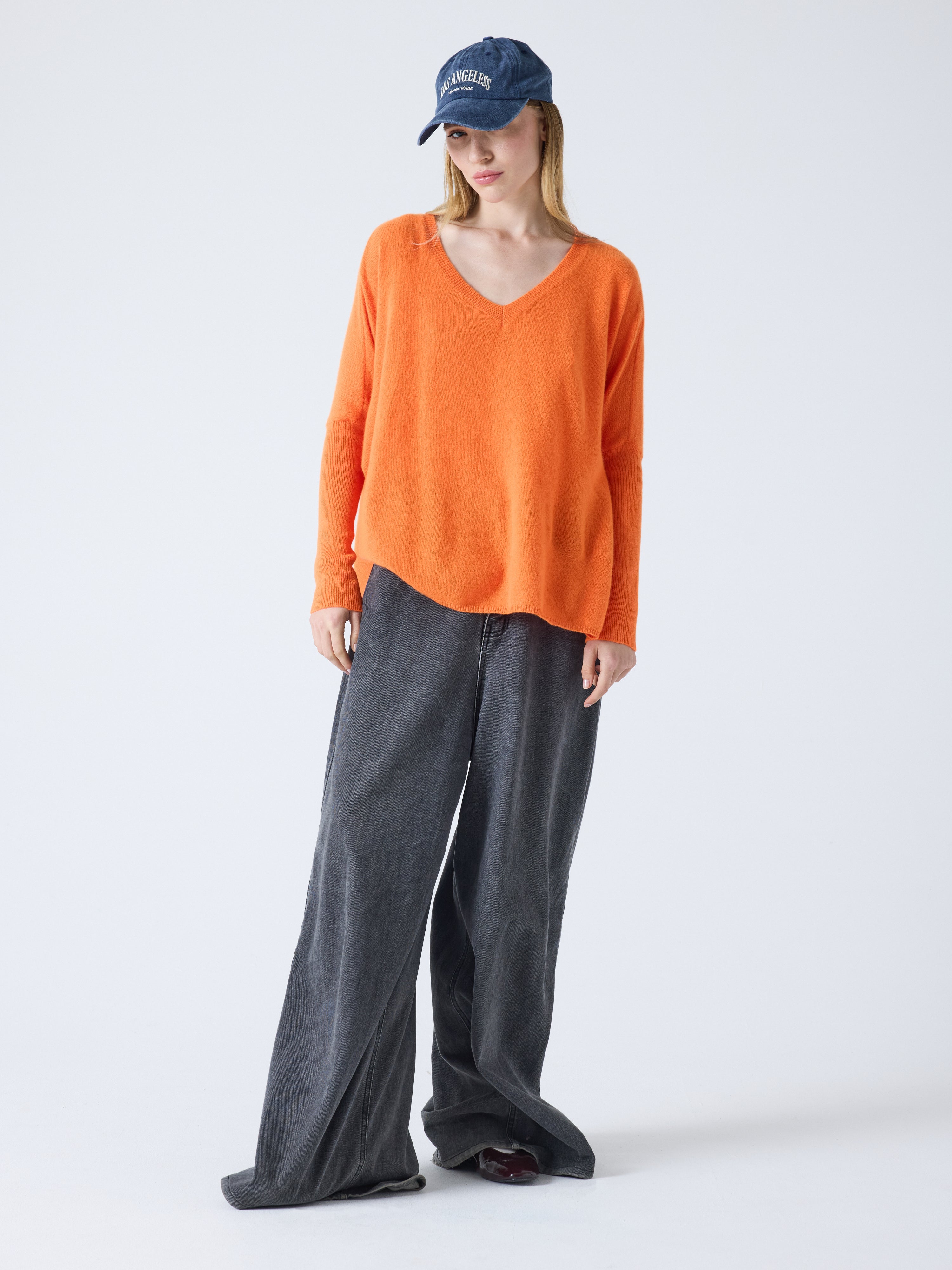 Pull Vintage Orange En Cachemire Et Laine - Taille 44 - Occasion En Très Bon état