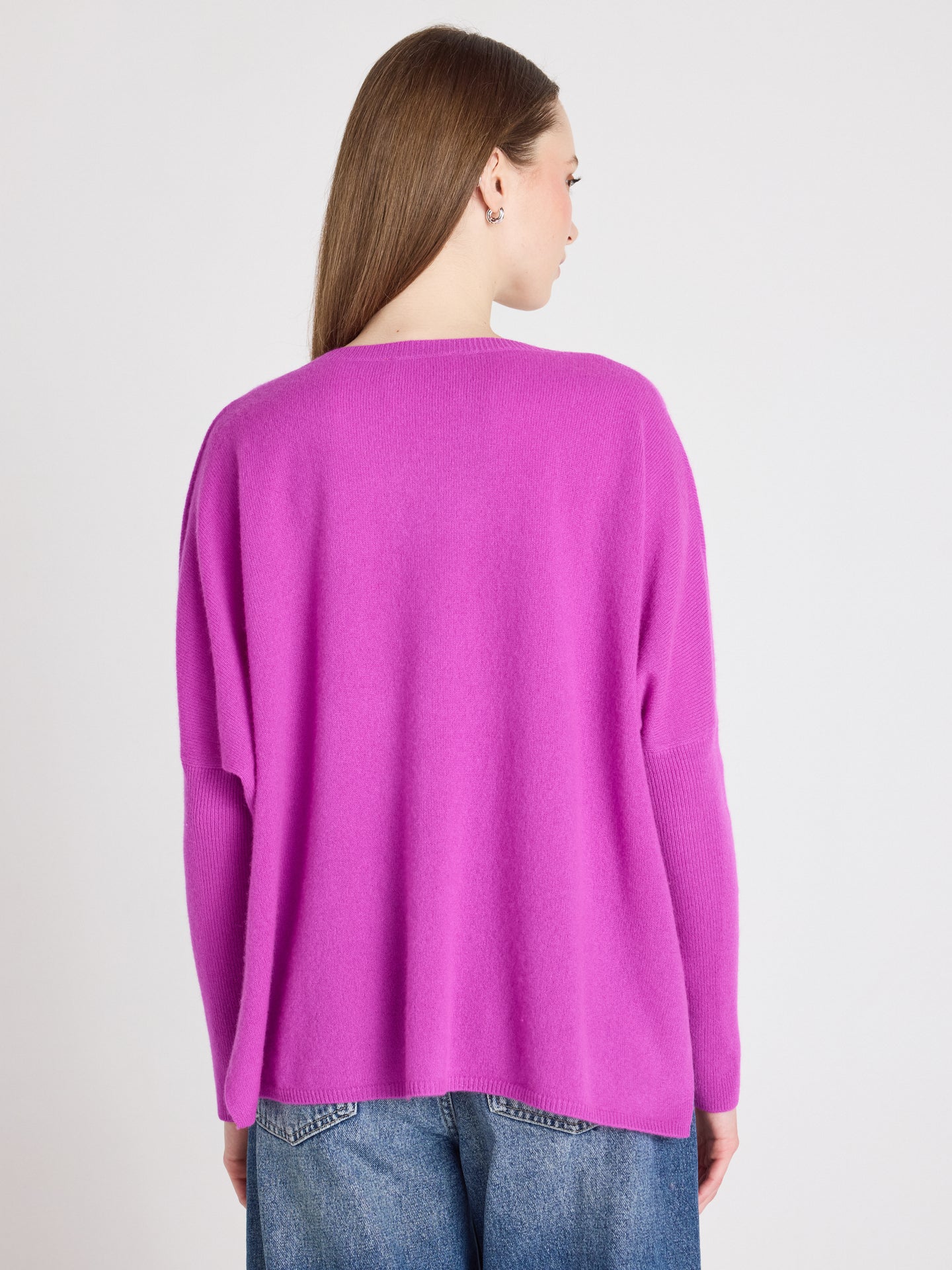camille poncho sweater - cashmere - purple neon