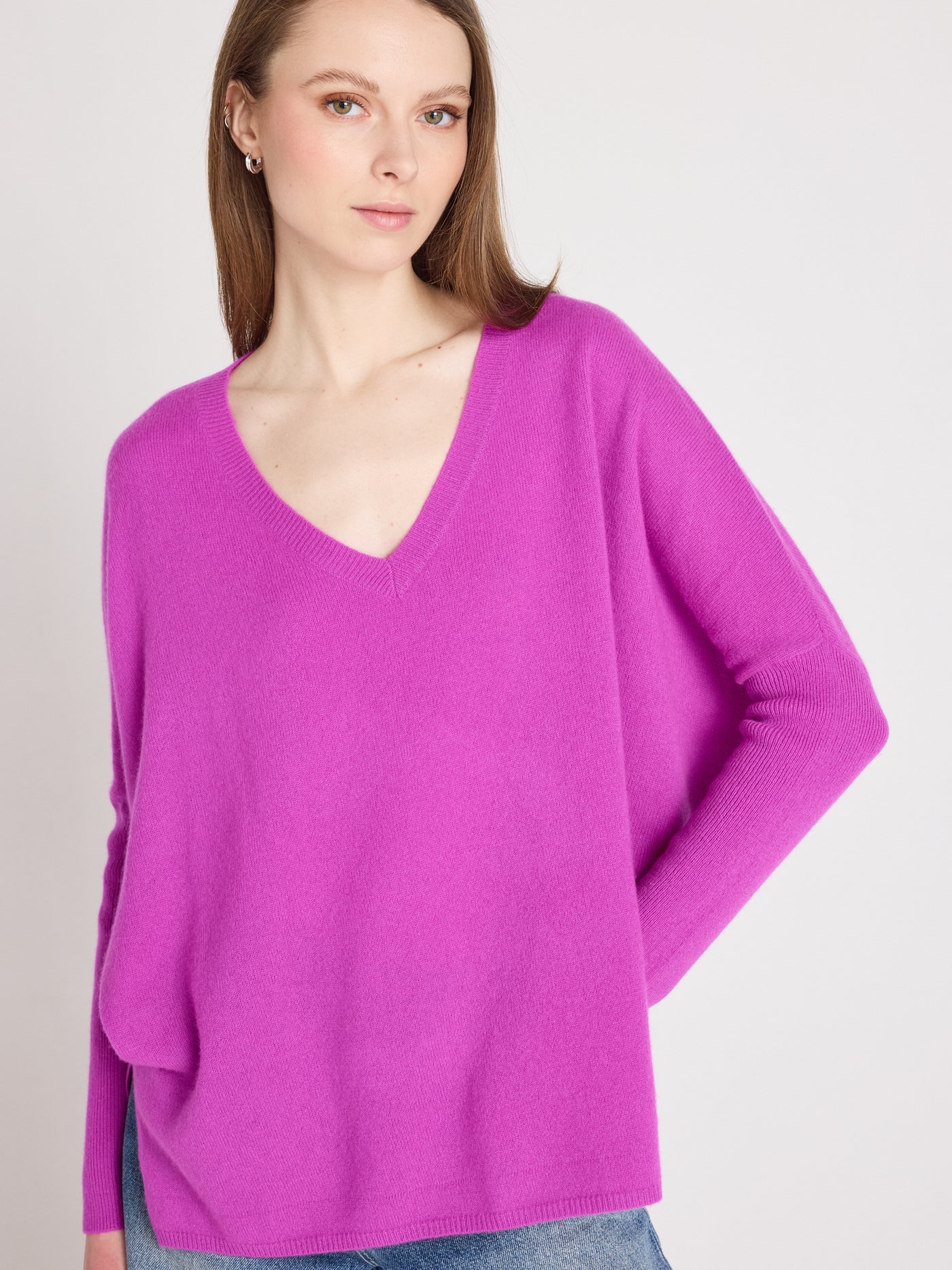 Ponchopullover camille - Kaschmir - purple neon