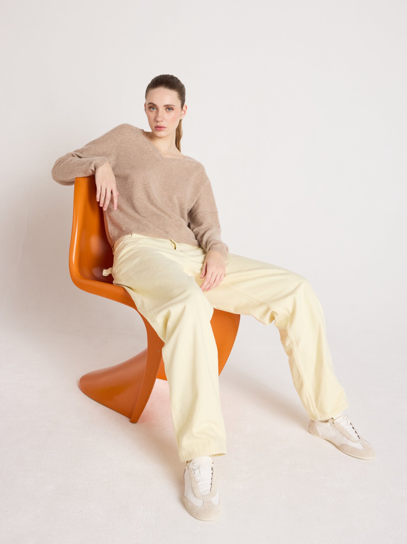 alicia - Kaschmirpullover mit V-Ausschnitt - Chestnut