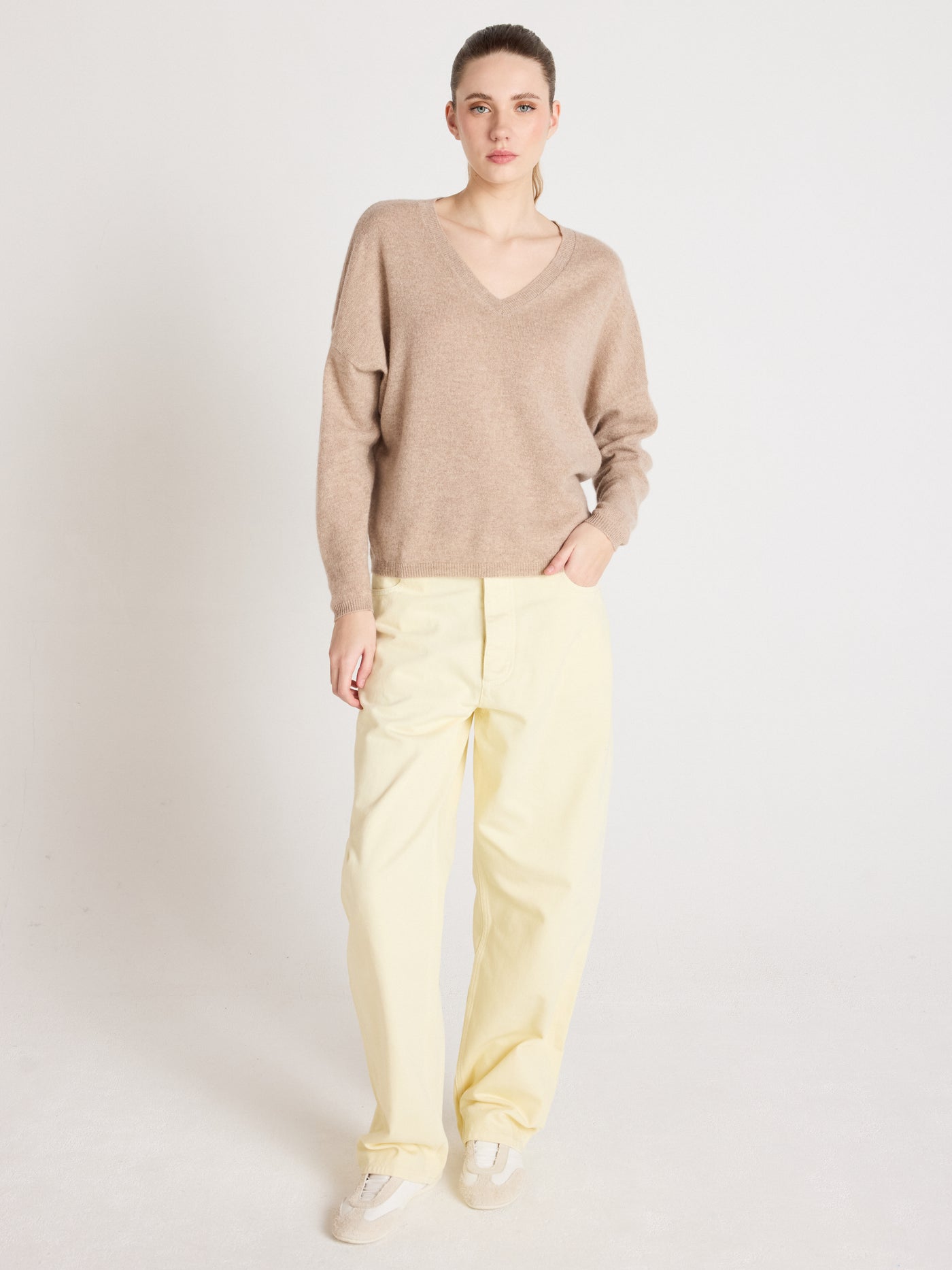 alicia - Kaschmirpullover mit V-Ausschnitt - Chestnut