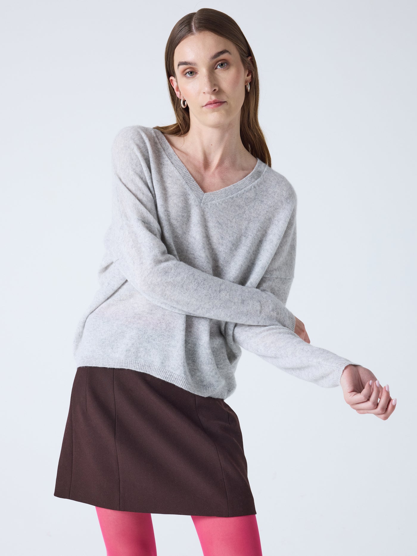 Alicia - Oversize-Kaschmirpullover - light heather grey