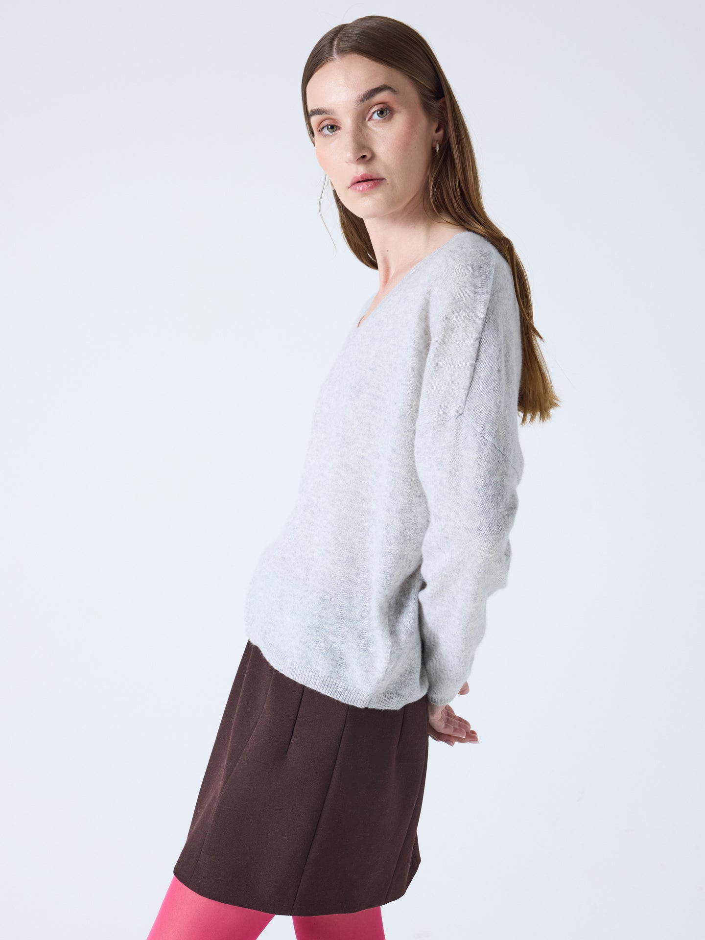 Alicia - Oversize-Kaschmirpullover - light heather grey