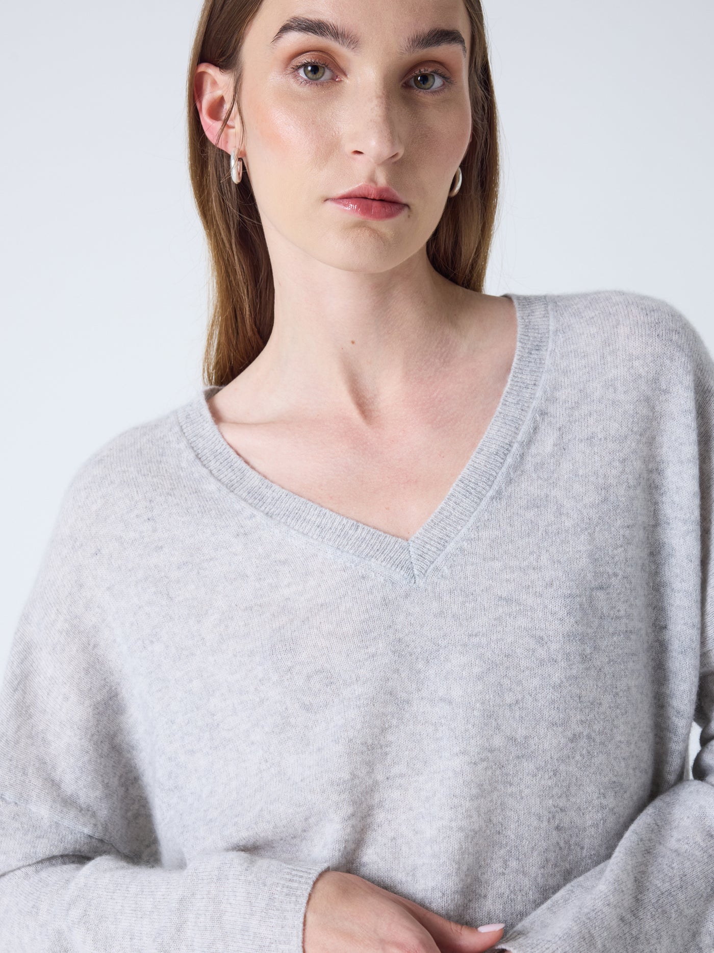 Alicia - Oversize-Kaschmirpullover - light heather grey