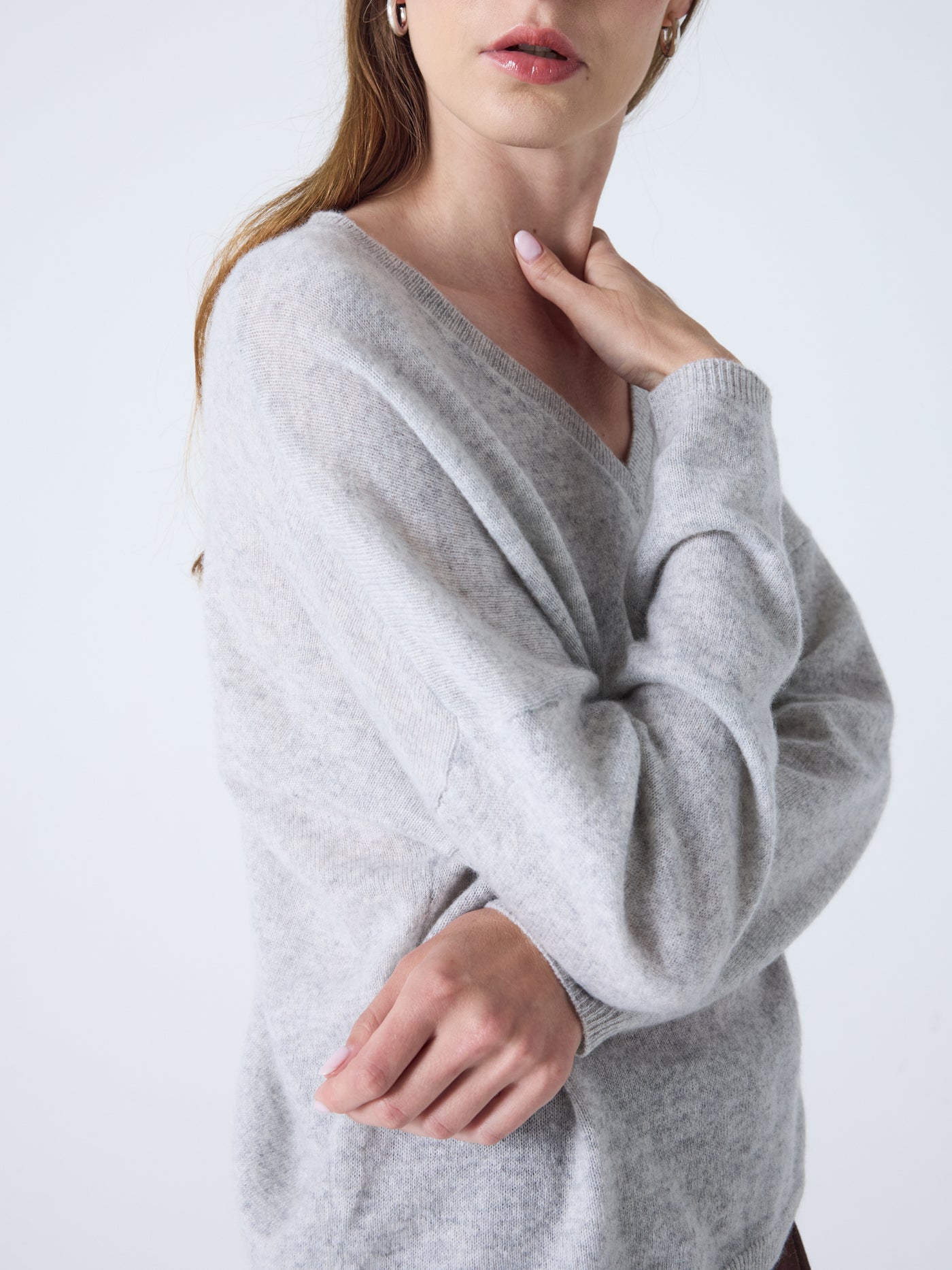 Alicia - Oversize-Kaschmirpullover - light heather grey