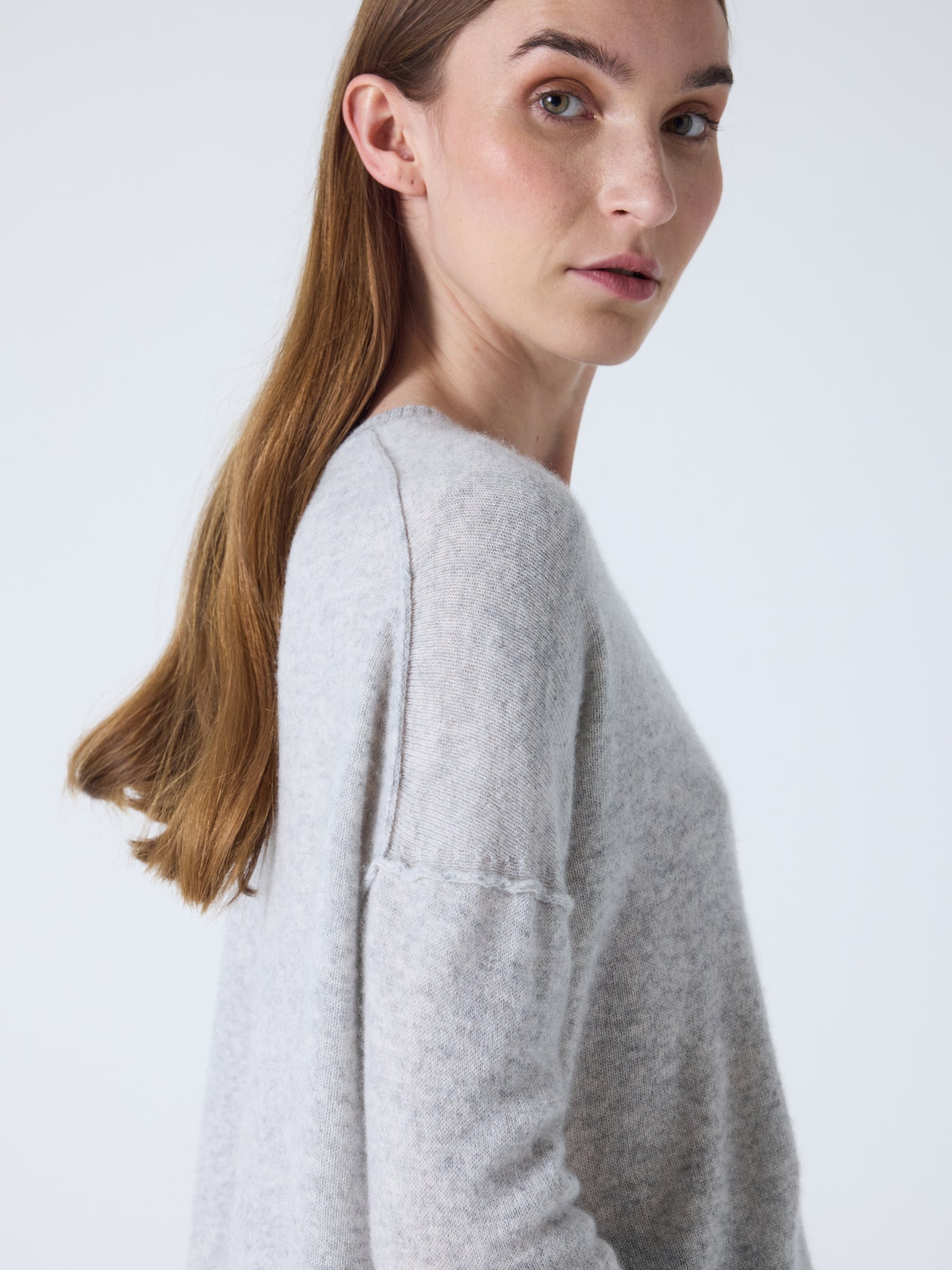 Kenza - Pull oversize en cachemire - light heather grey