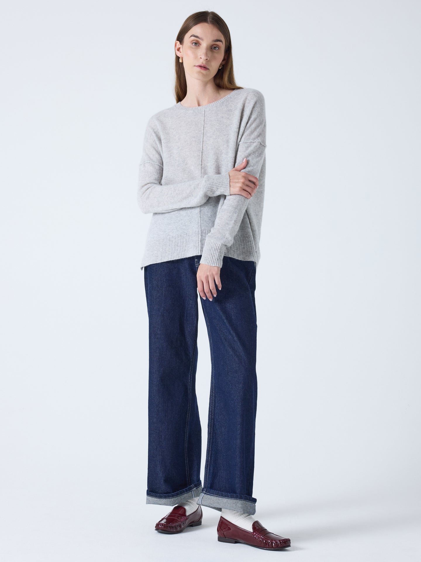 Kenza - Pull oversize en cachemire - light heather grey